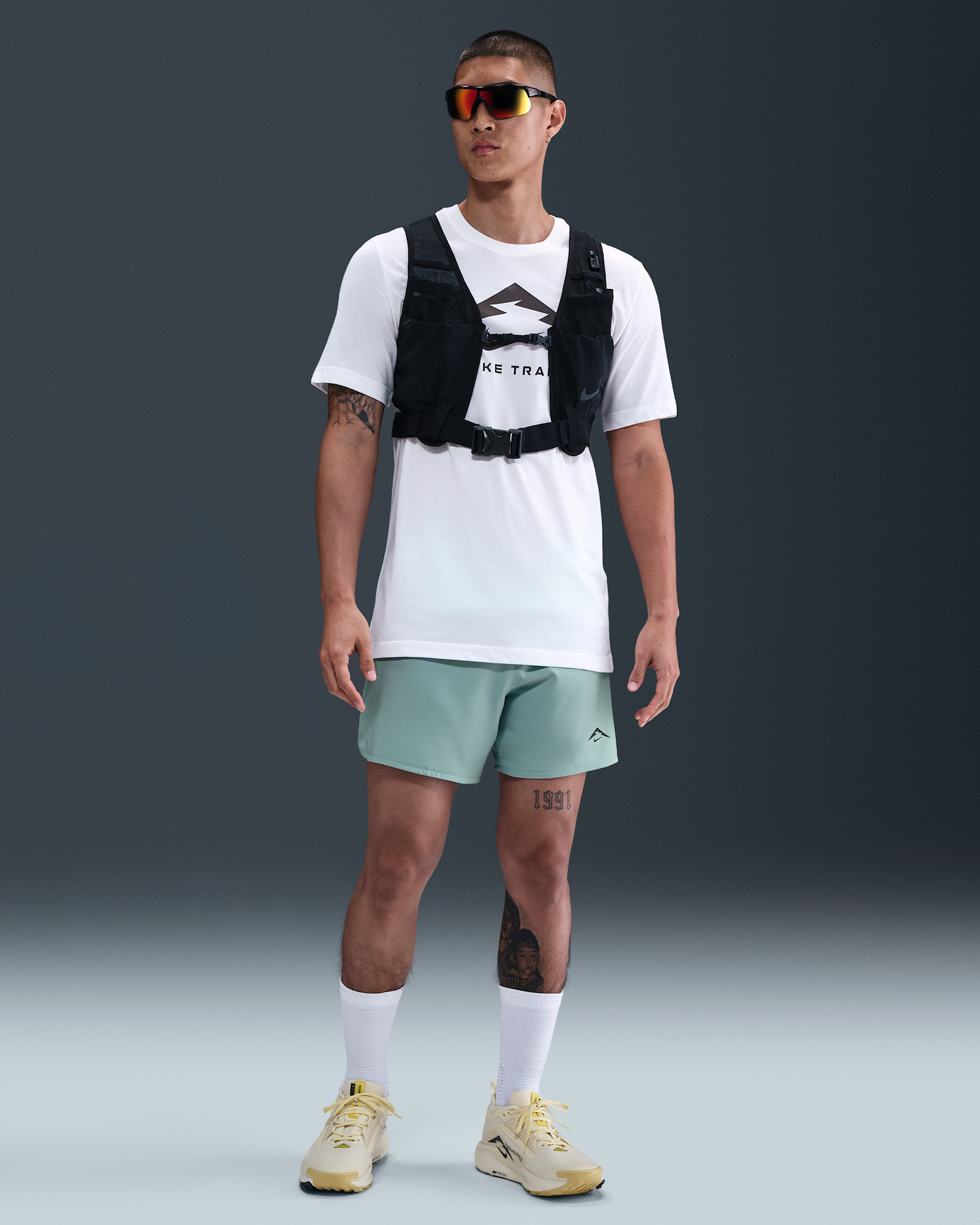 Nike Trail Second Sunrise 男款 5" Dri-FIT ADV 隱藏式內裡跑步短褲 - Cannon/Mint Foam/College Grey/黑色