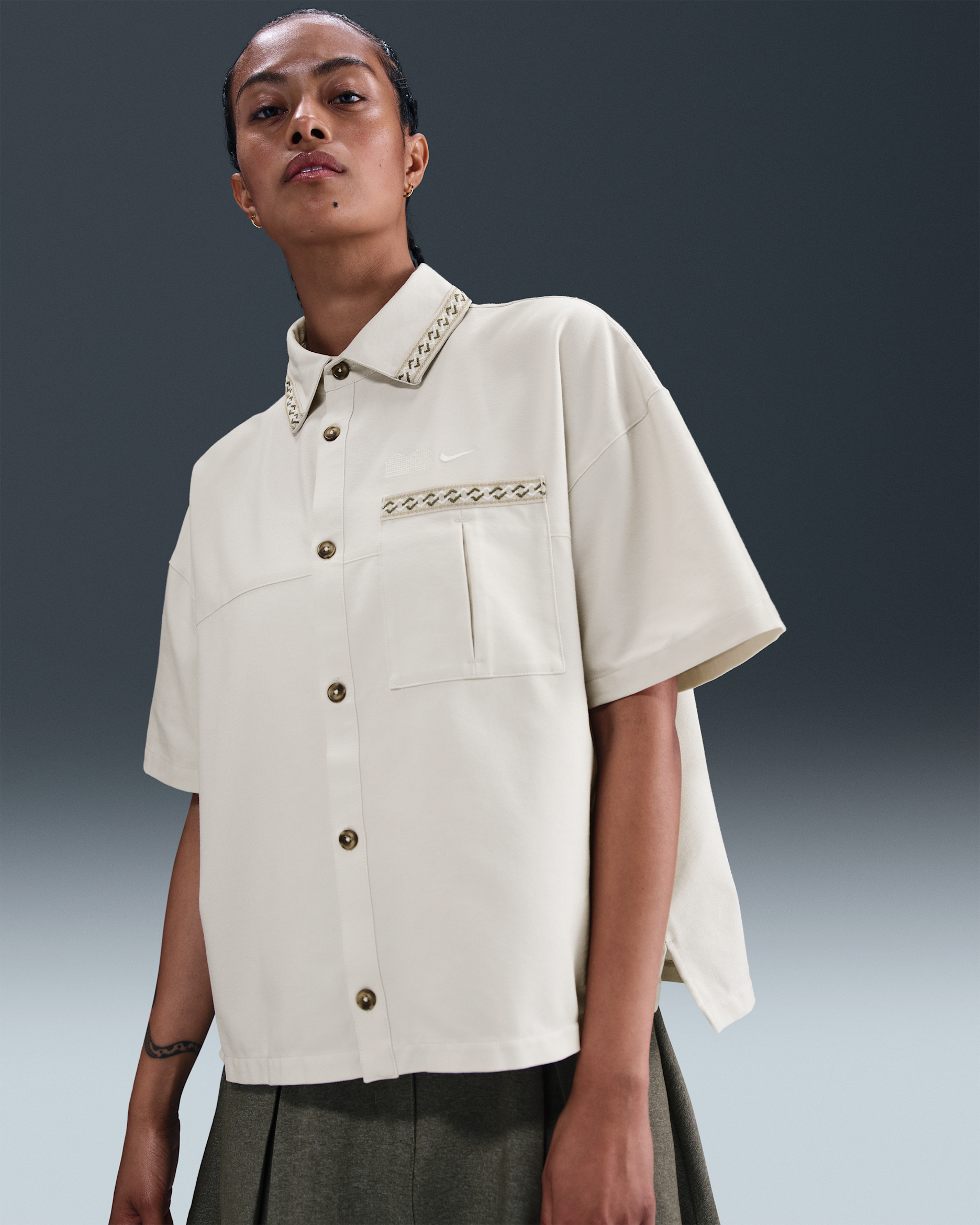 Naomi Osaka Oversized Short-Sleeve Top - Light Bone/Phantom