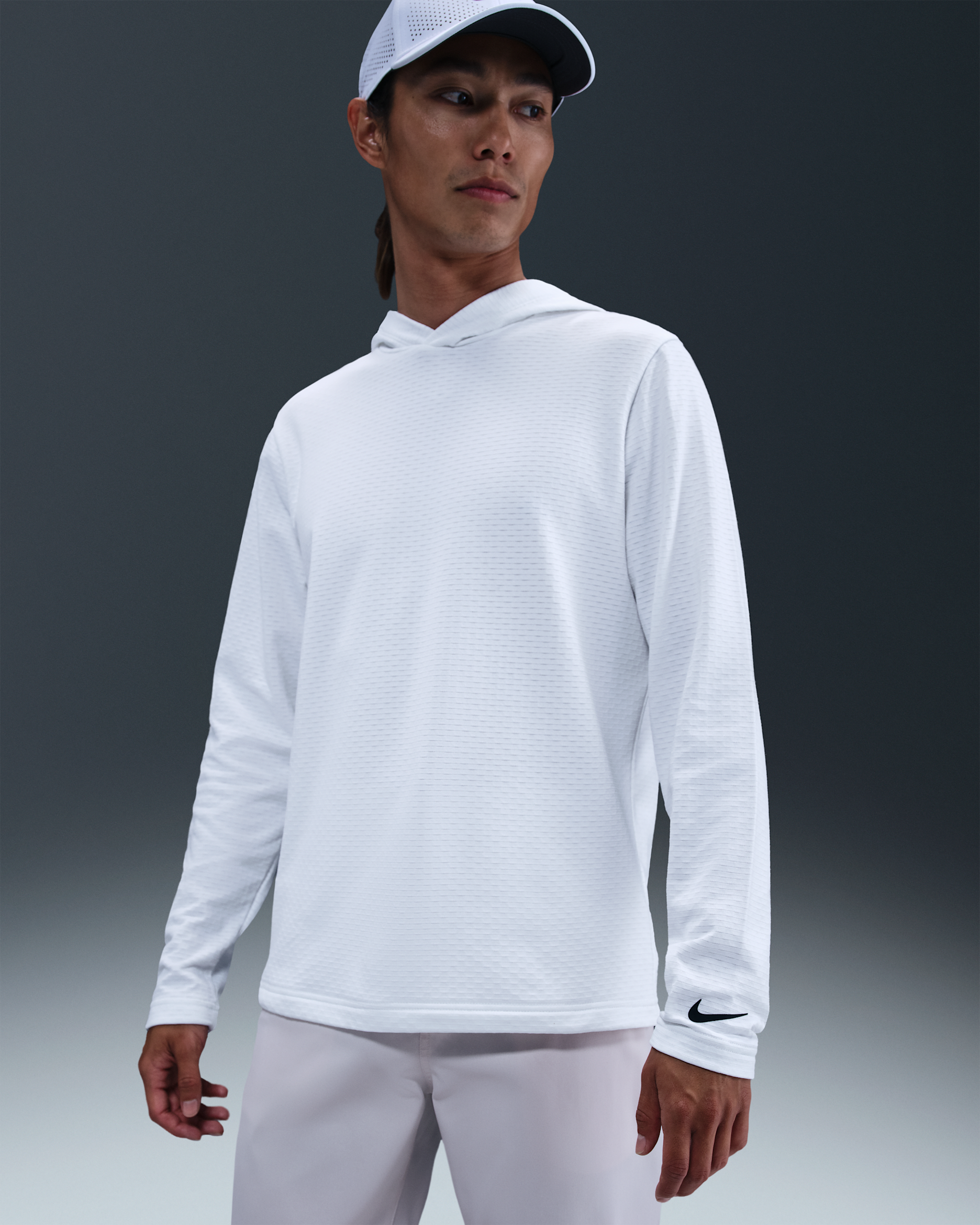나이키 투어 남성 드라이 핏 골프 후디 - 화이트/블랙