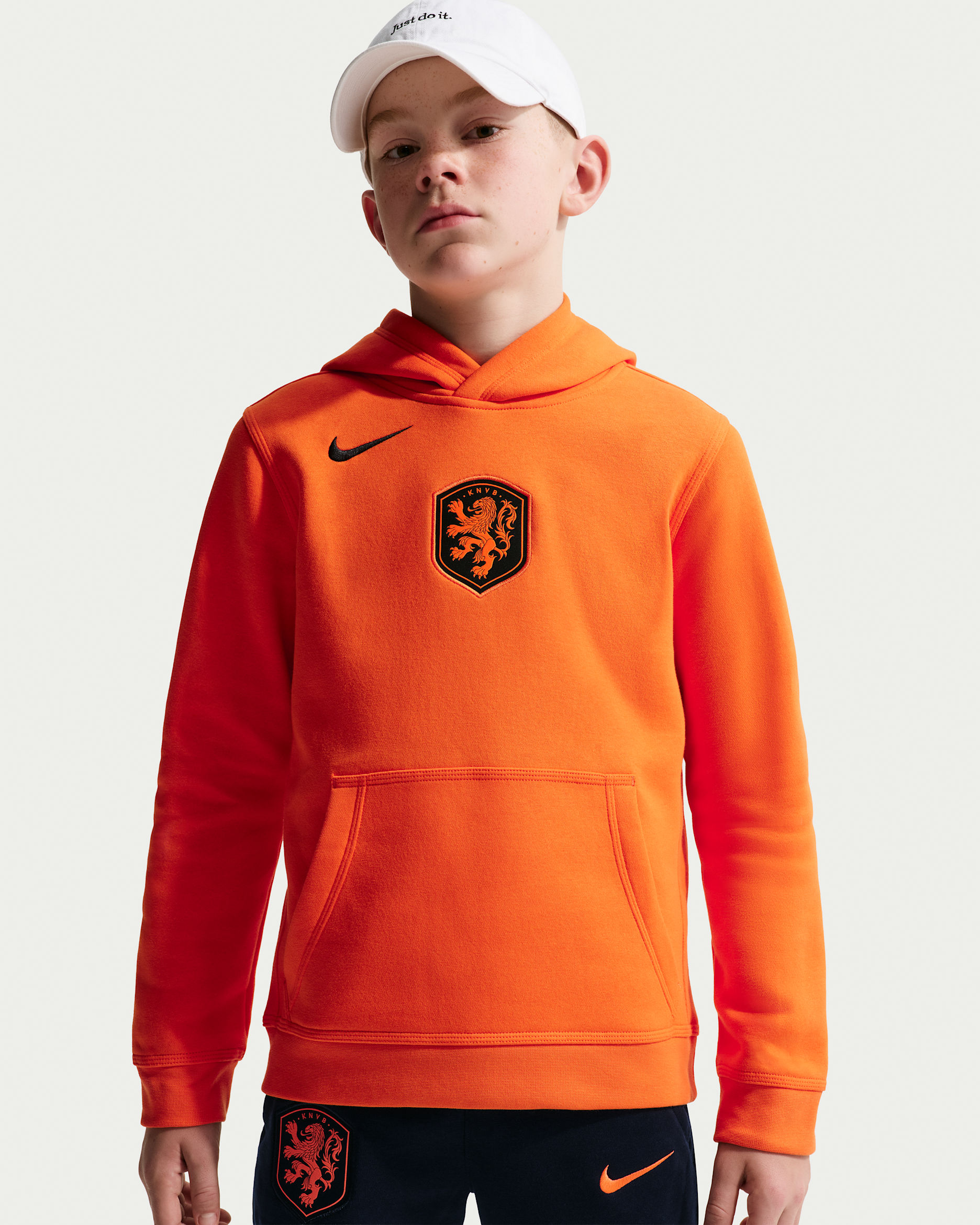 Netherlands Club Big Kids' (Boys') Nike Soccer Pullover Hoodie - Safety Orange/Black