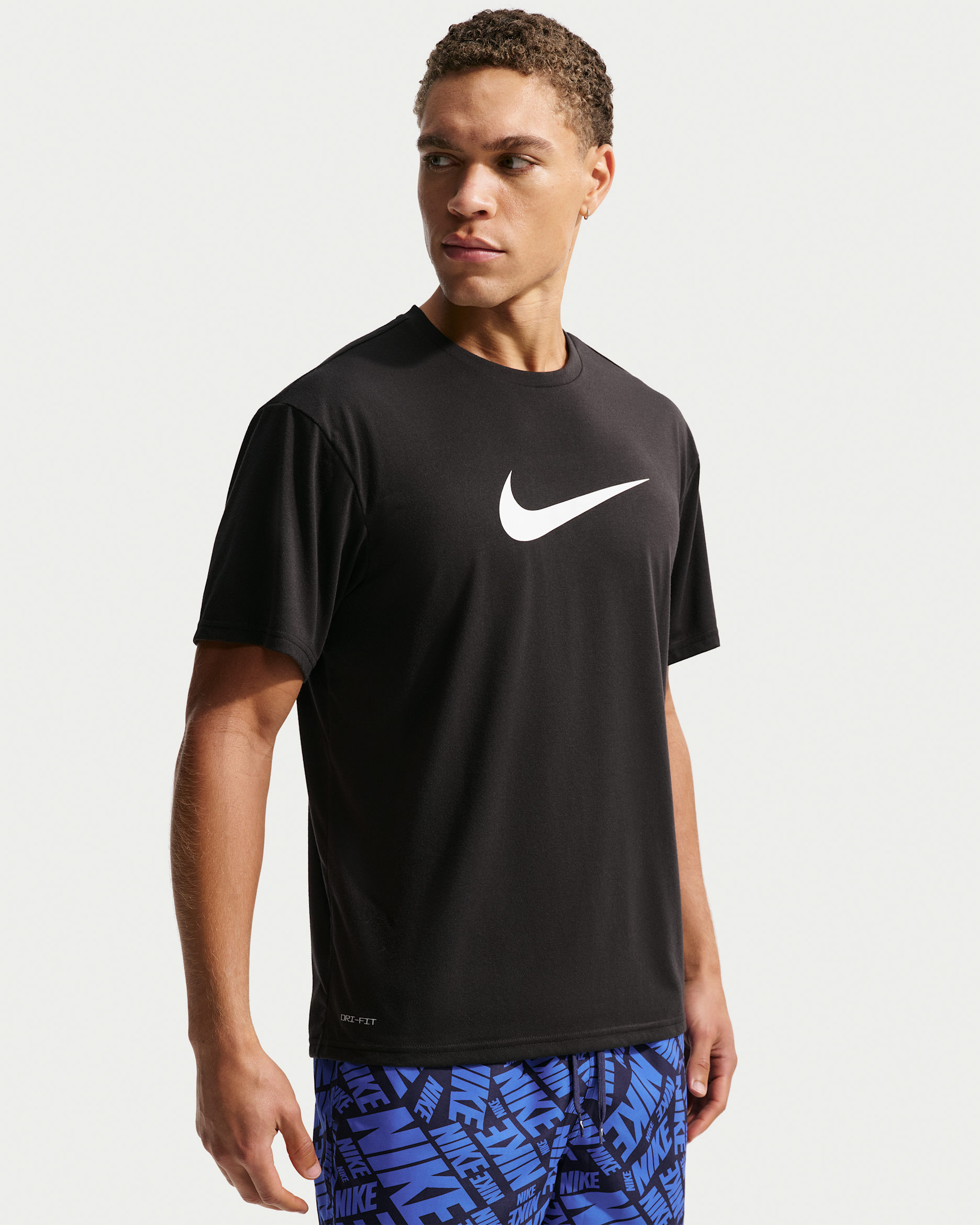 Playera de manga corta  Dri-FIT UV para hombre Nike Swim Hydroguard - Negro/Gris azulado/Gris azulado/Blanco