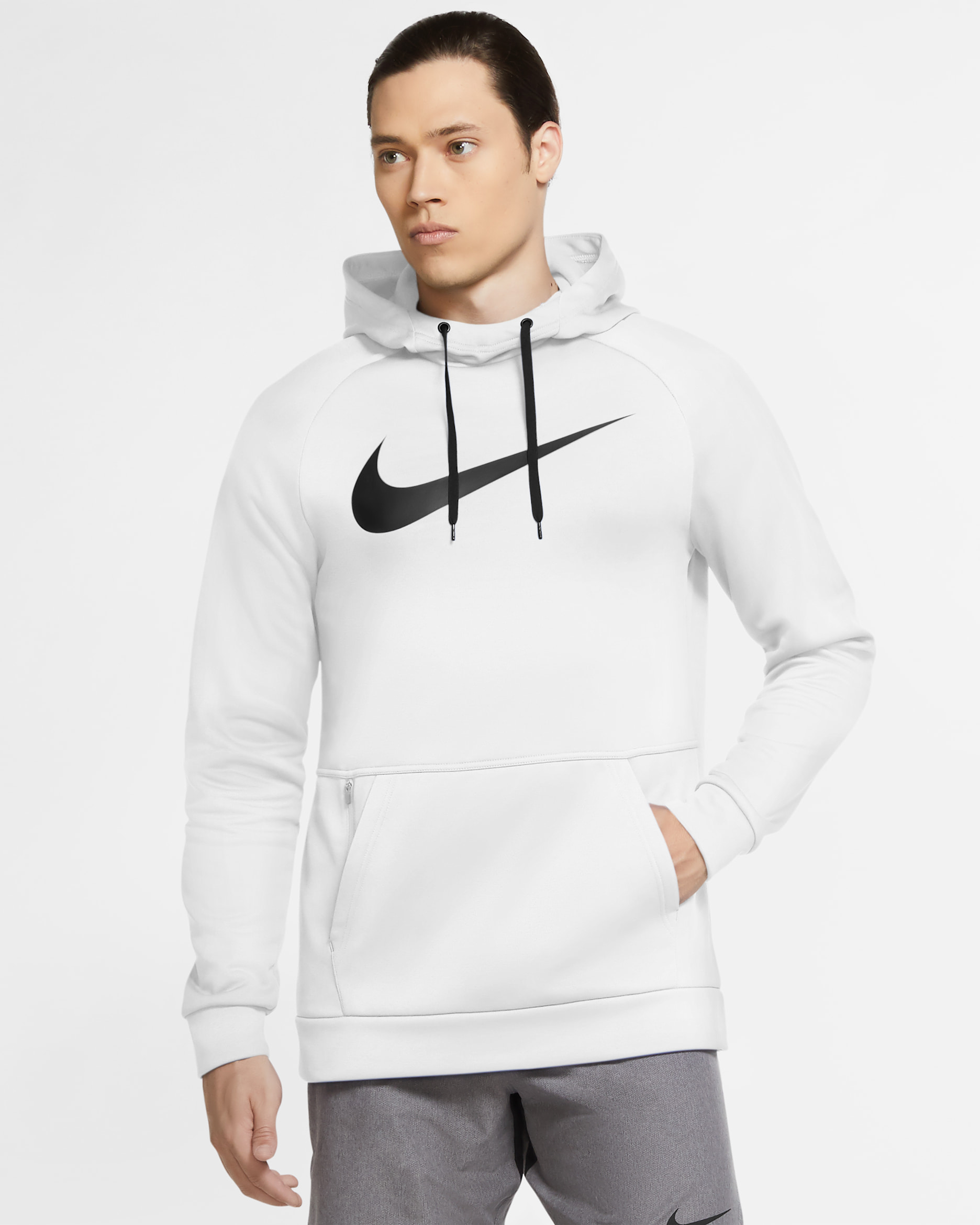 Sudadera con capucha de entrenamiento sin cierre con Swoosh para hombre Nike Therma - Blanco/Negro