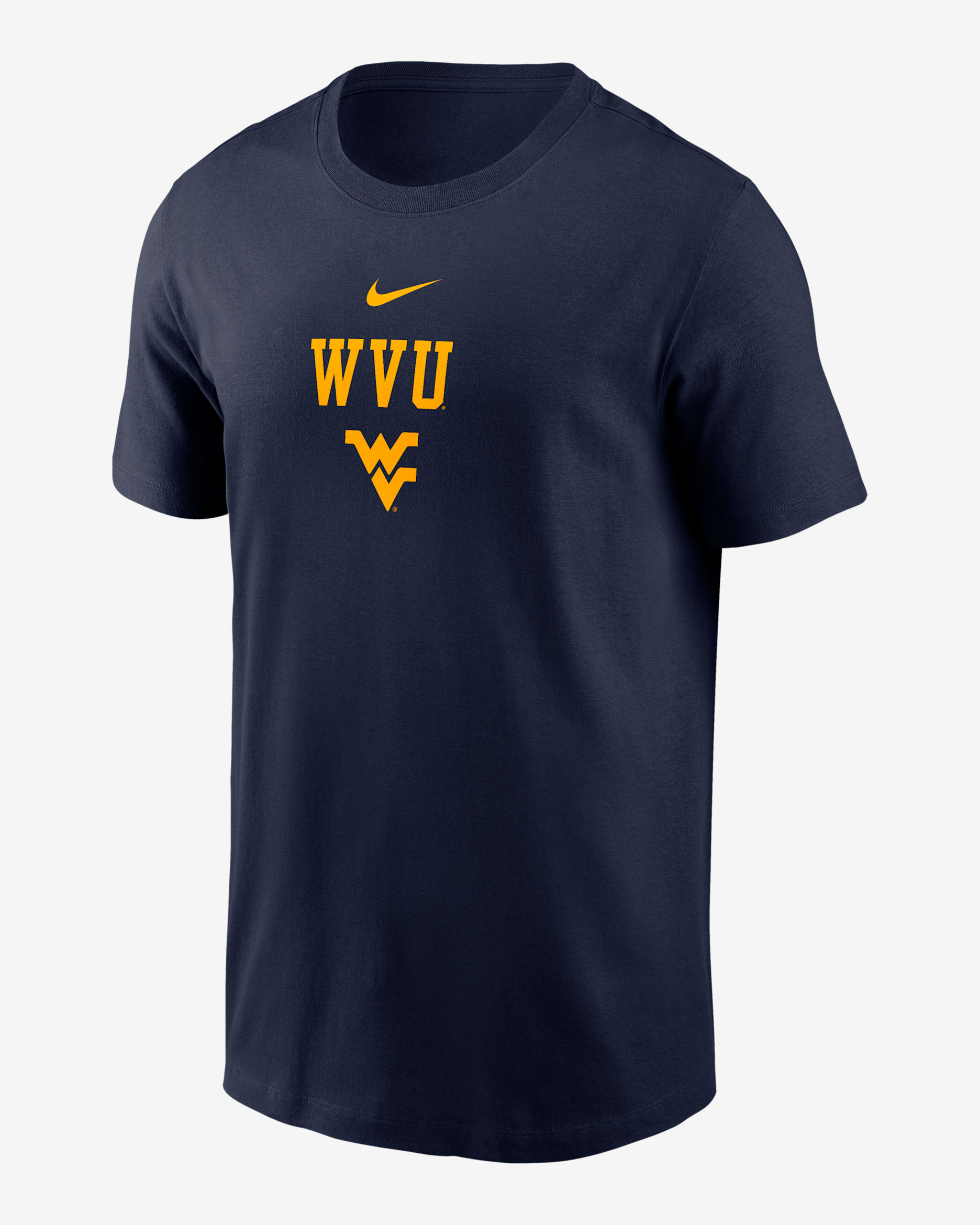West Virginia 2-Hit Stacked Men's Nike College T-Shirt - Navy