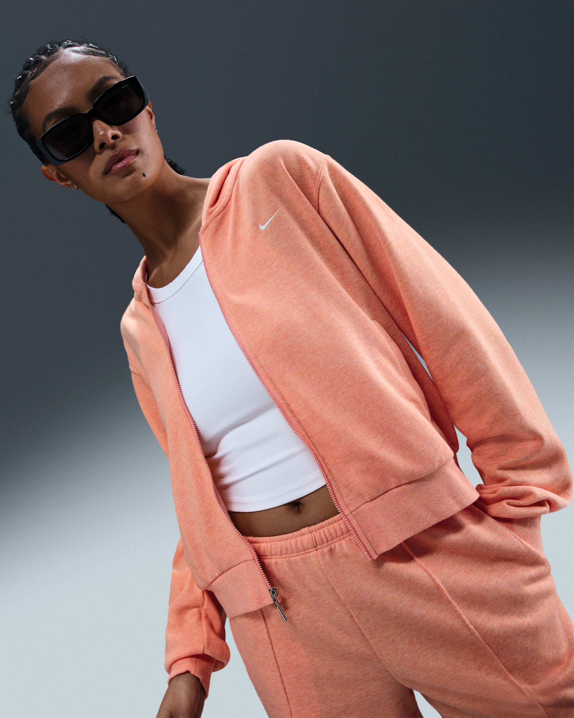 Nike Sportswear Chill Terry Women's Loose Full-Zip French Terry Hoodie - Apricot Agate/Heather/Sail