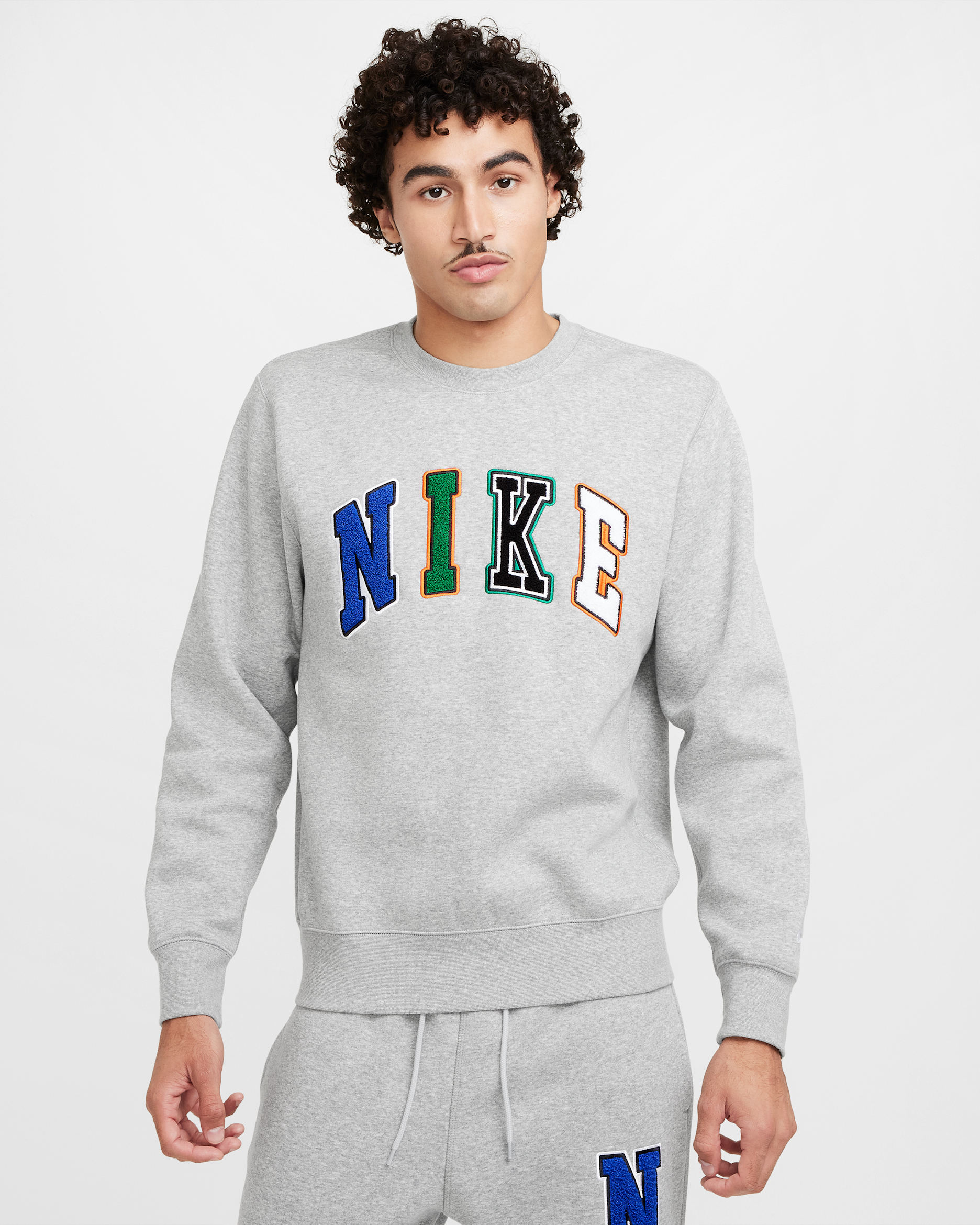 Nike Club Men's Crew - Dark Grey Heather/White