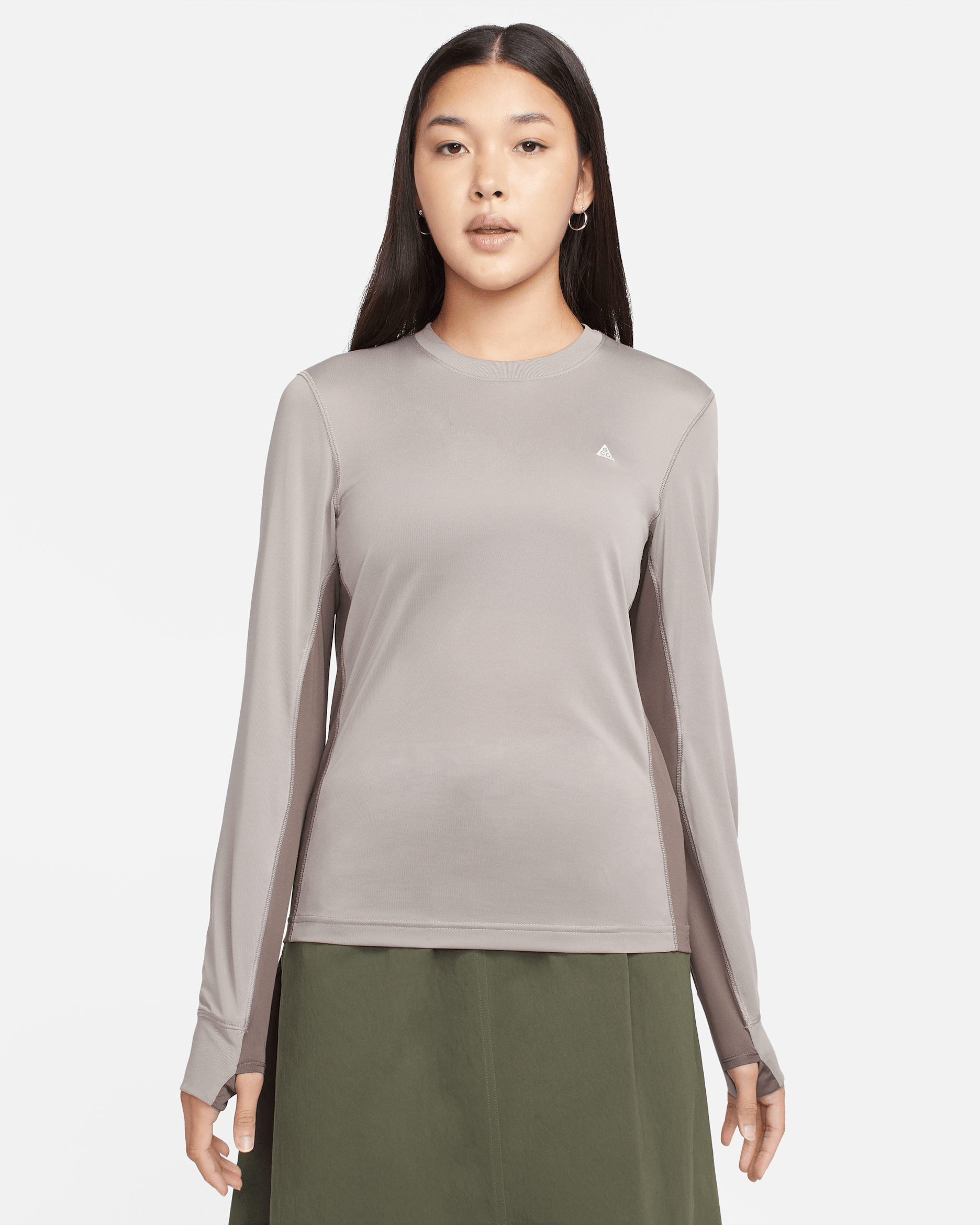 Nike ACG Dri-FIT ADV 'Goat Rocks' Women's Long-Sleeve Top - Moon Fossil/Ironstone/Olive Grey/Summit White
