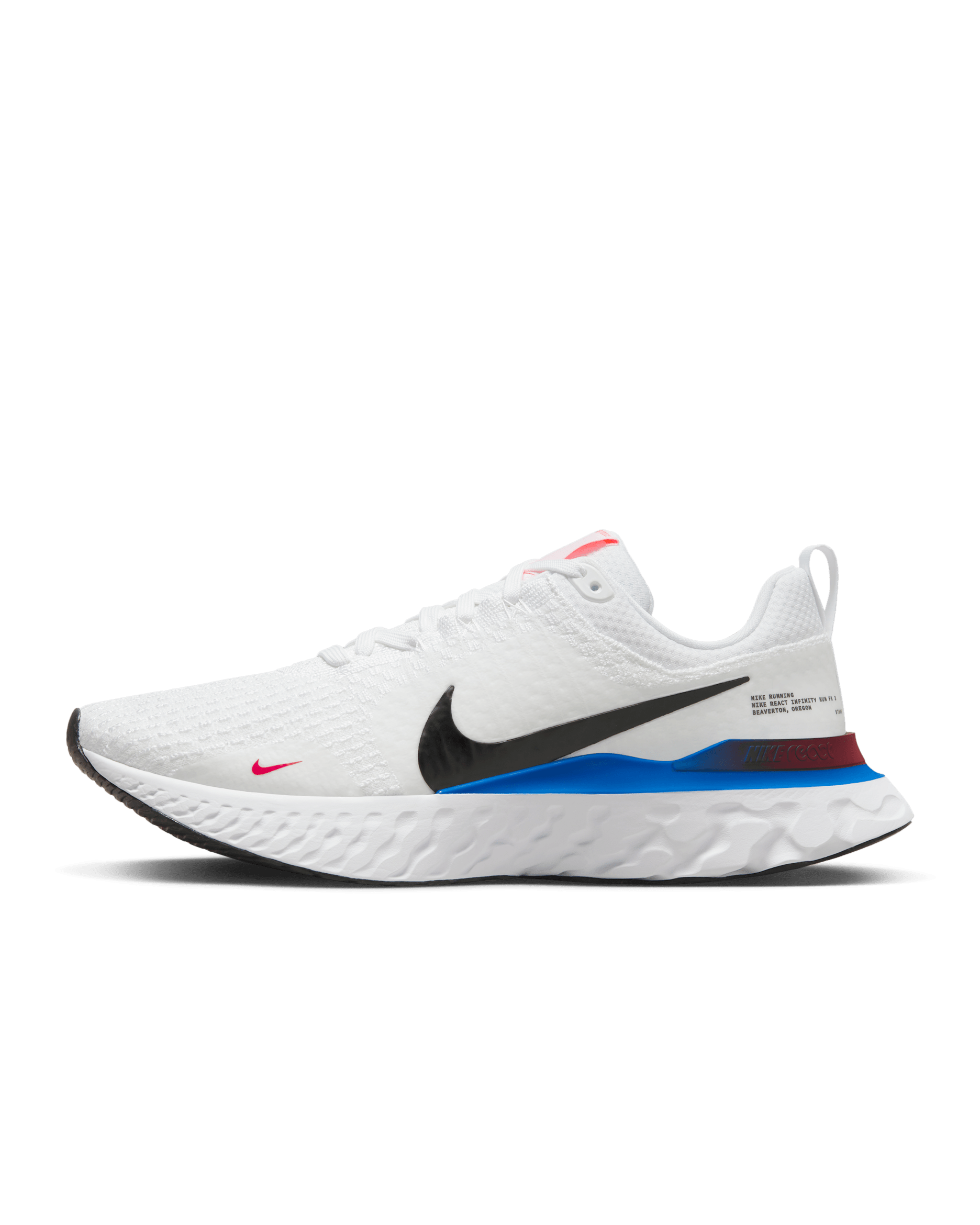 Nike React Infinity Run Flyknit 3 Men's Road Running Shoes - White/Photo Blue/University Red/Black