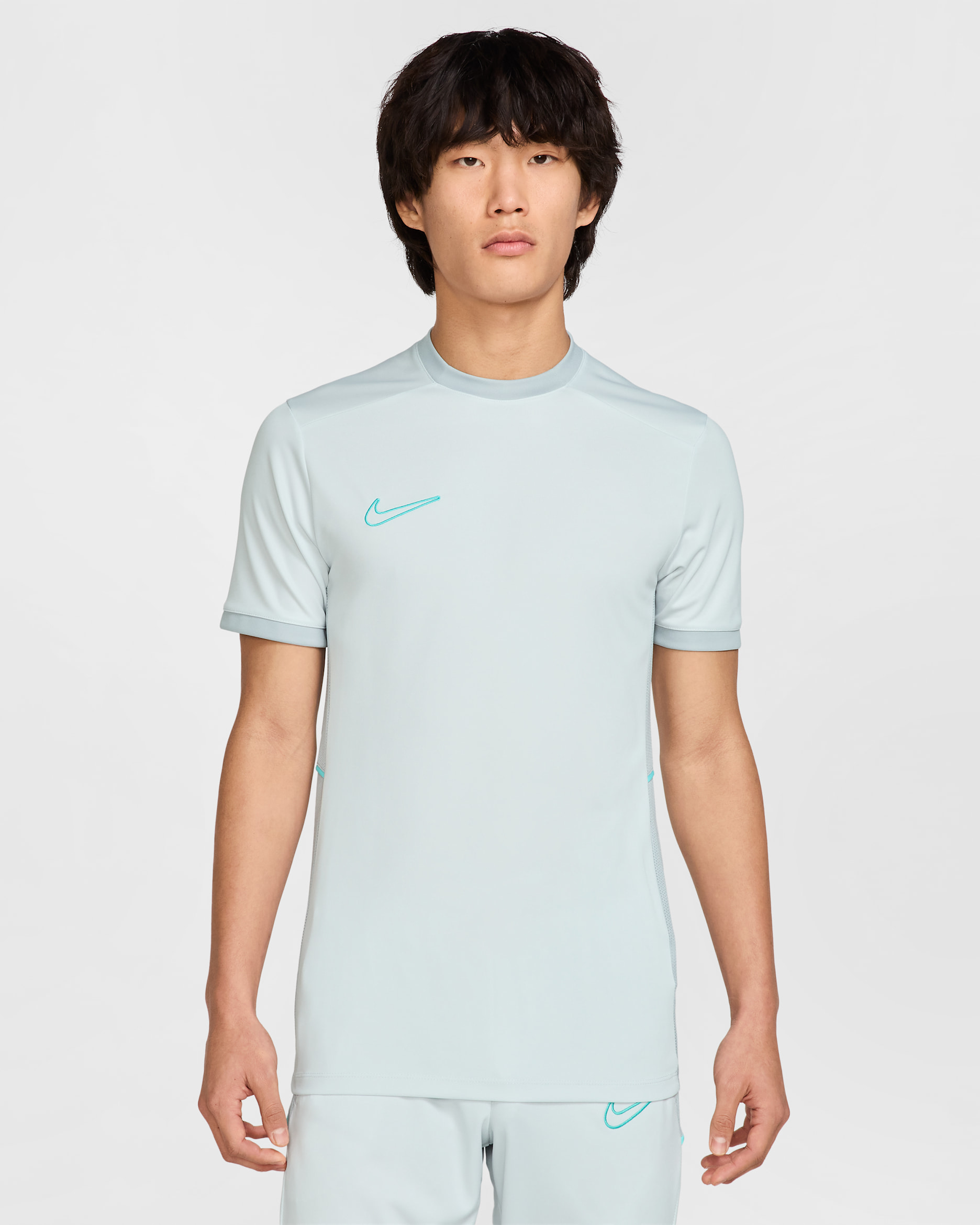 Nike Academy Men's Dri-FIT Short-Sleeve Football Top - Photon Dust/Light Smoke Grey/Dynamic Turquoise/Dynamic Turquoise