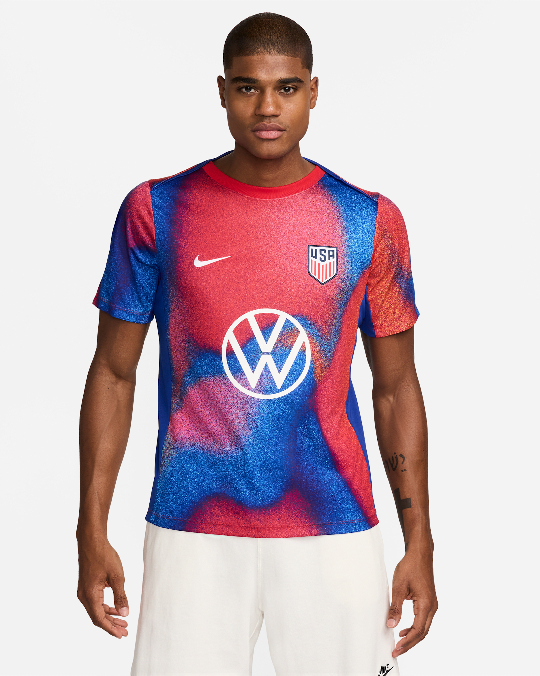 USMNT Academy Pro Men's Nike Dri-FIT Soccer Pre-Match Short-Sleeve Top - White/Old Royal/Old Royal/White