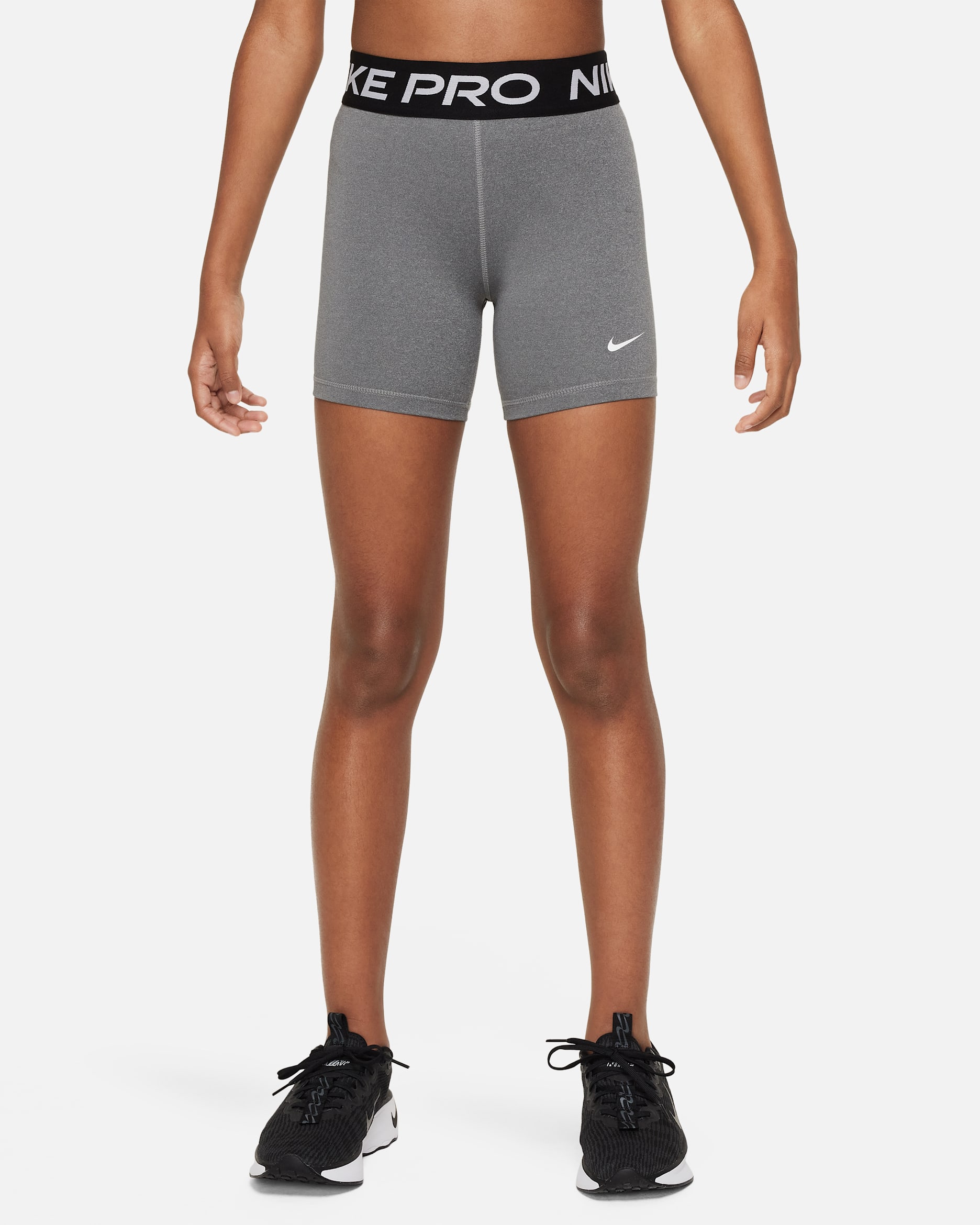 Nike Pro Girls' Shorts - Carbon Heather/White