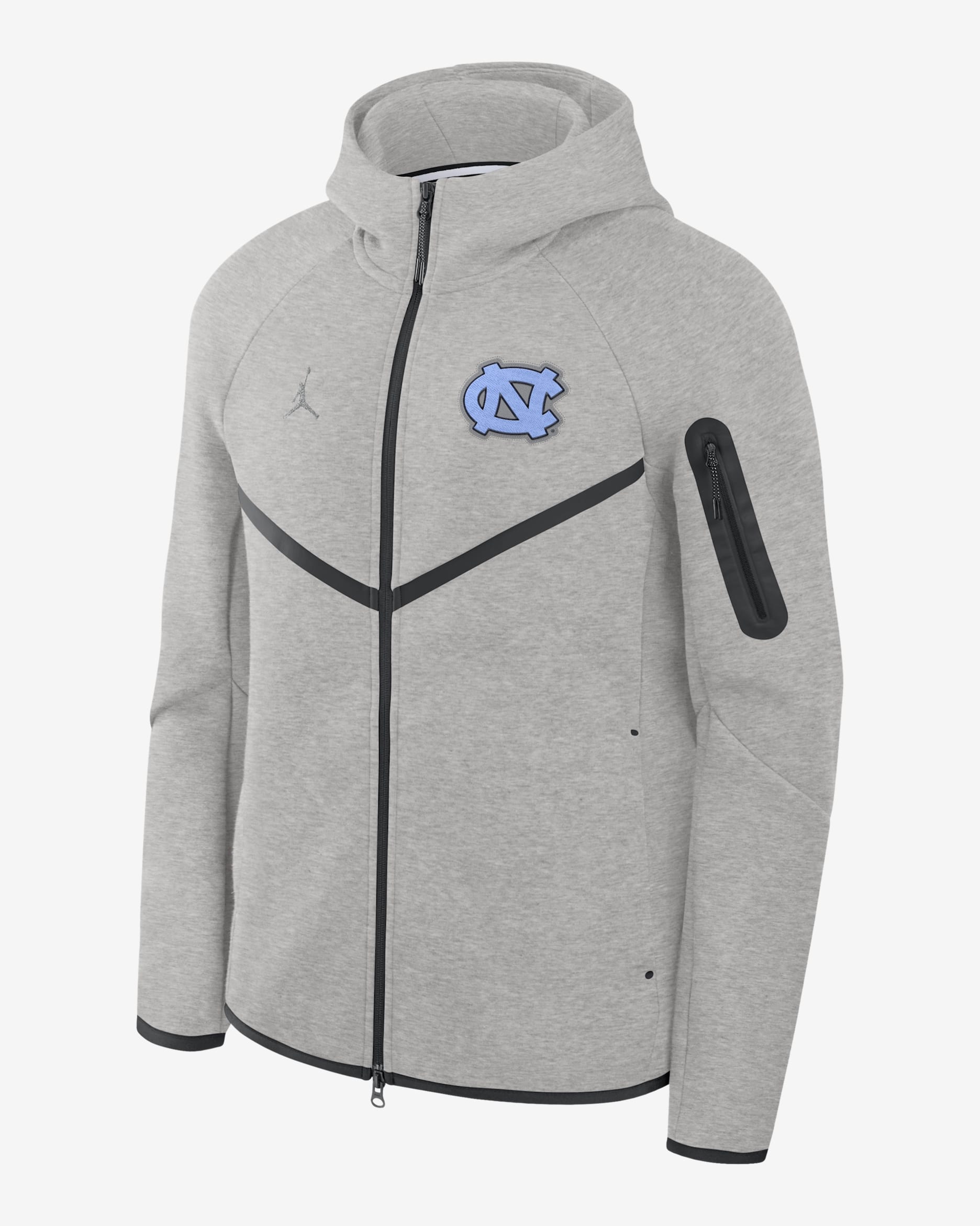 North Carolina Tech Fleece Windrunner Men's Jordan Brand College Full-Zip Hooded Jacket - Grey