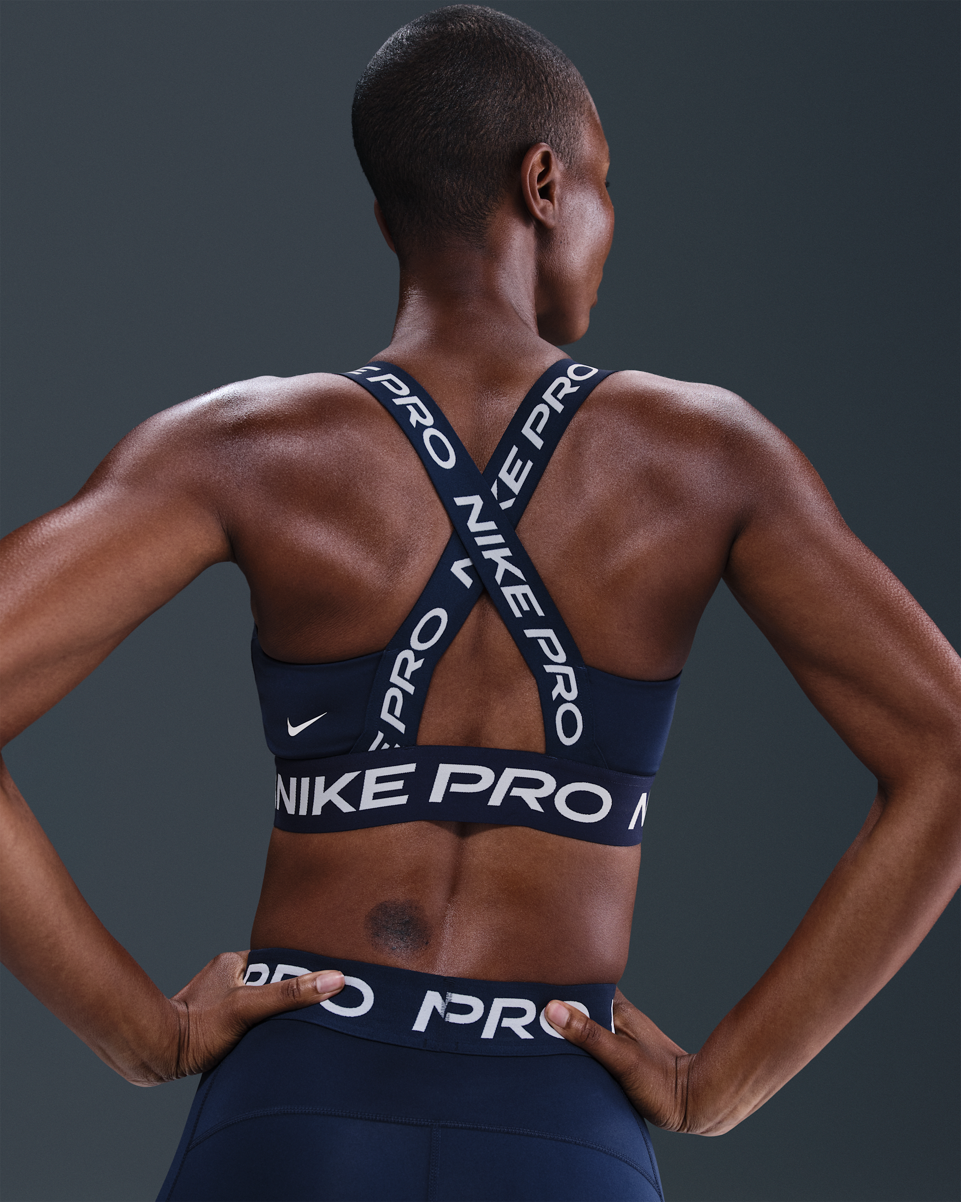 Nike Pro Women's Light-Support Non-Padded Sports Bra - Midnight Navy/Midnight Navy/White