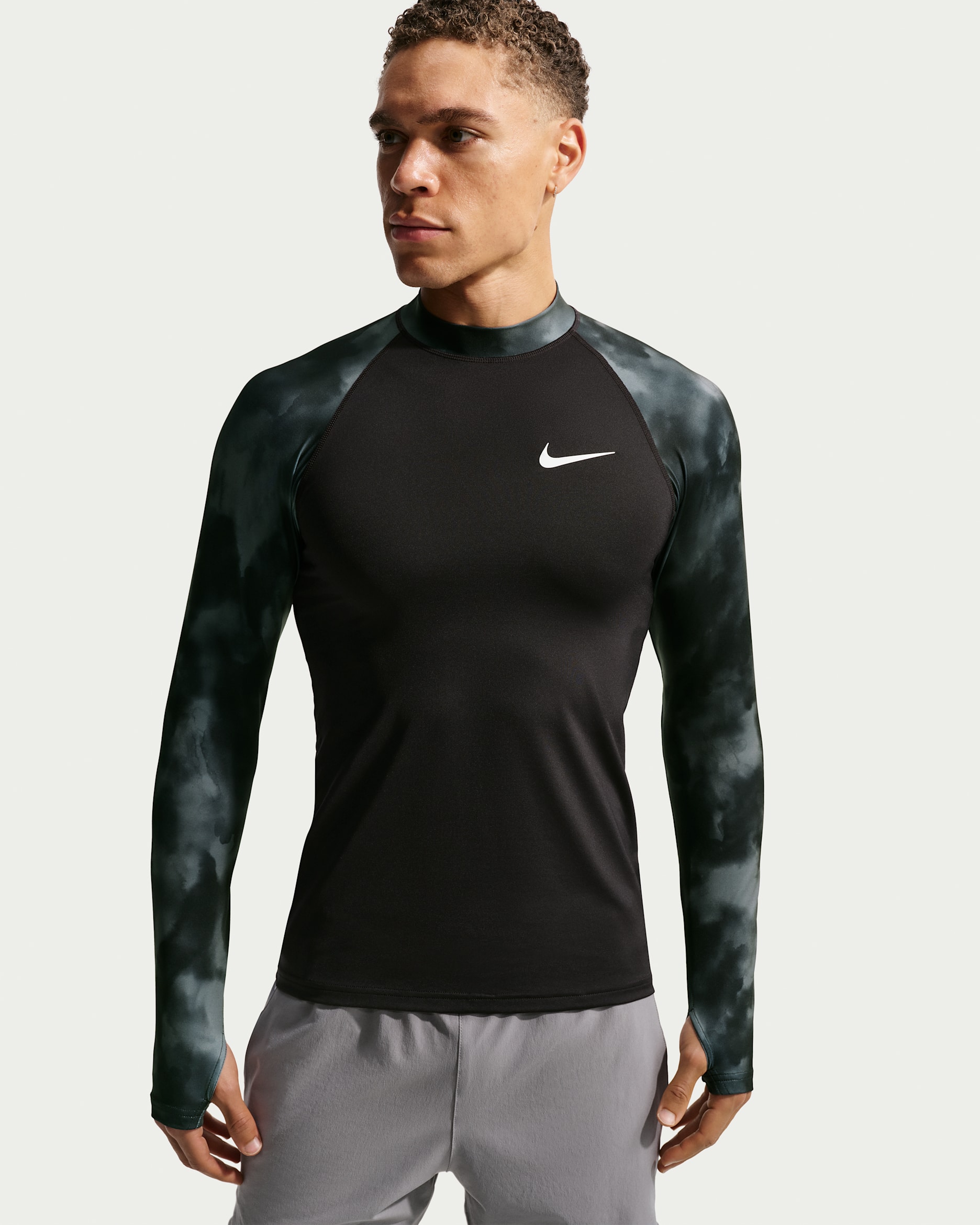 Nike Swim Whitewater Men's Long Sleeve Rashguard Top - Black