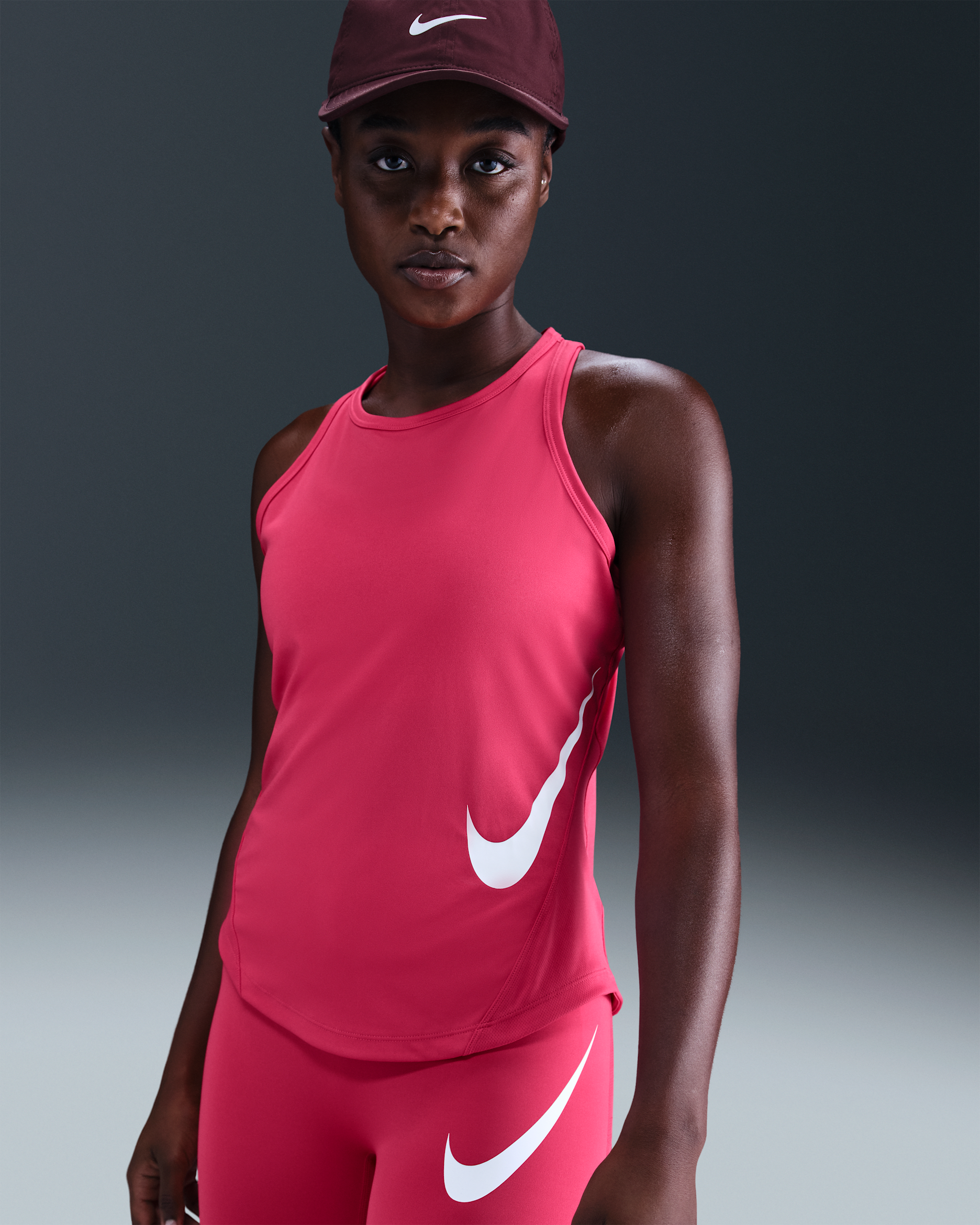 Nike Tempo Swoosh Run Women's Dri-FIT Running Tank Top - Rush Pink/White
