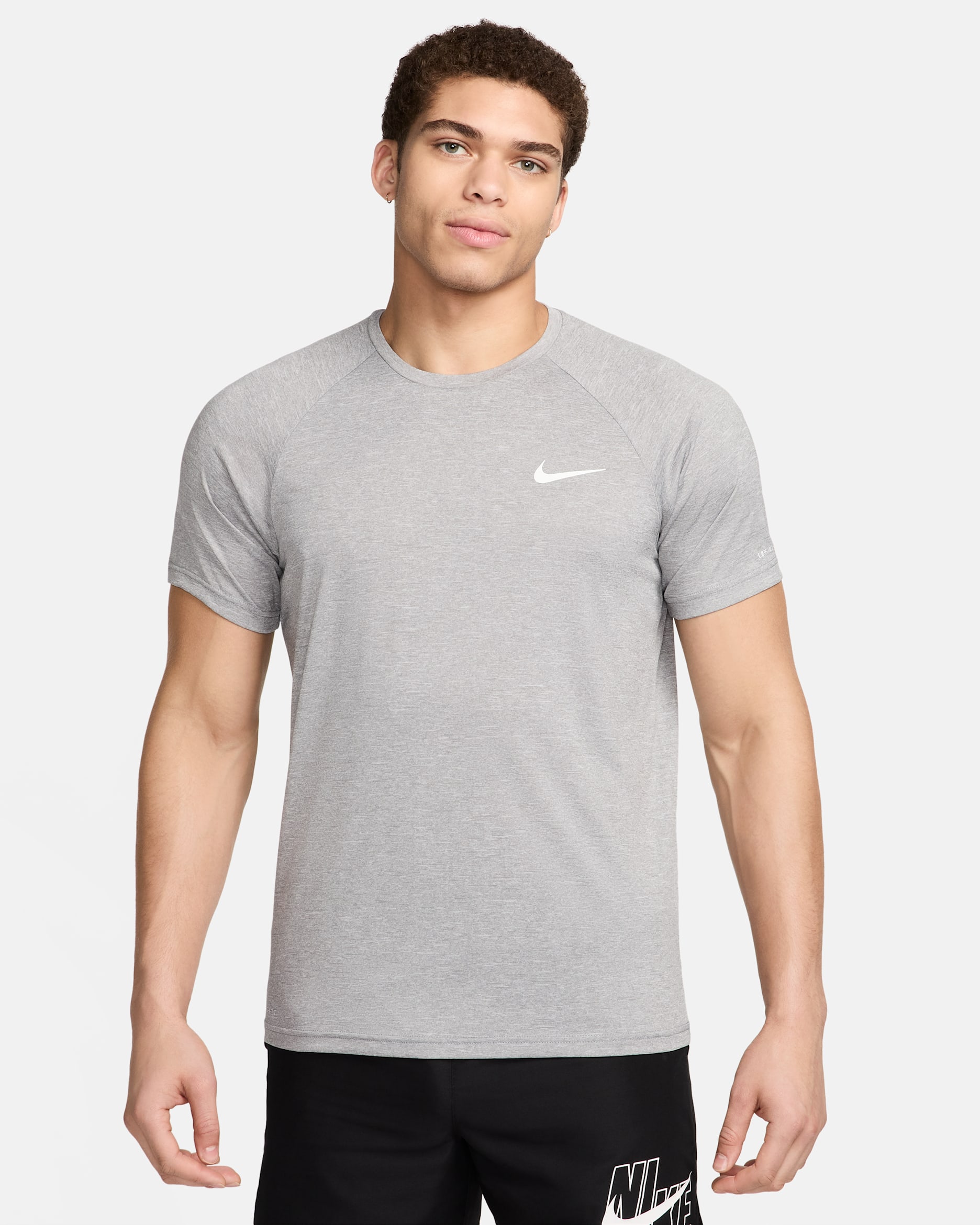 Camiseta Hydroguard de natación de manga corta de tela jaspeada para hombre Nike - Gris partícula/Blanco