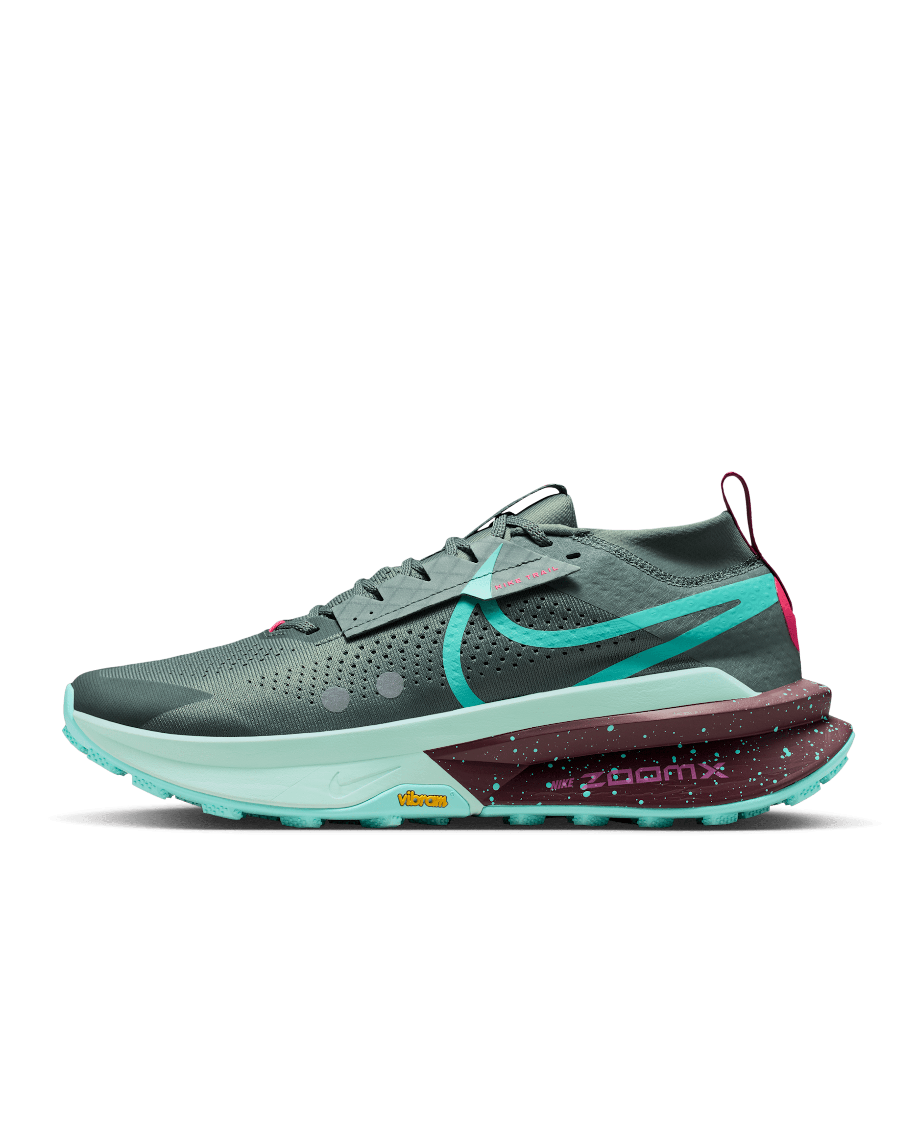 Nike Zegama 2 Men's Trail-Running Shoes - Clay Green/Mint Foam/Burgundy Crush/Bleached Turquoise
