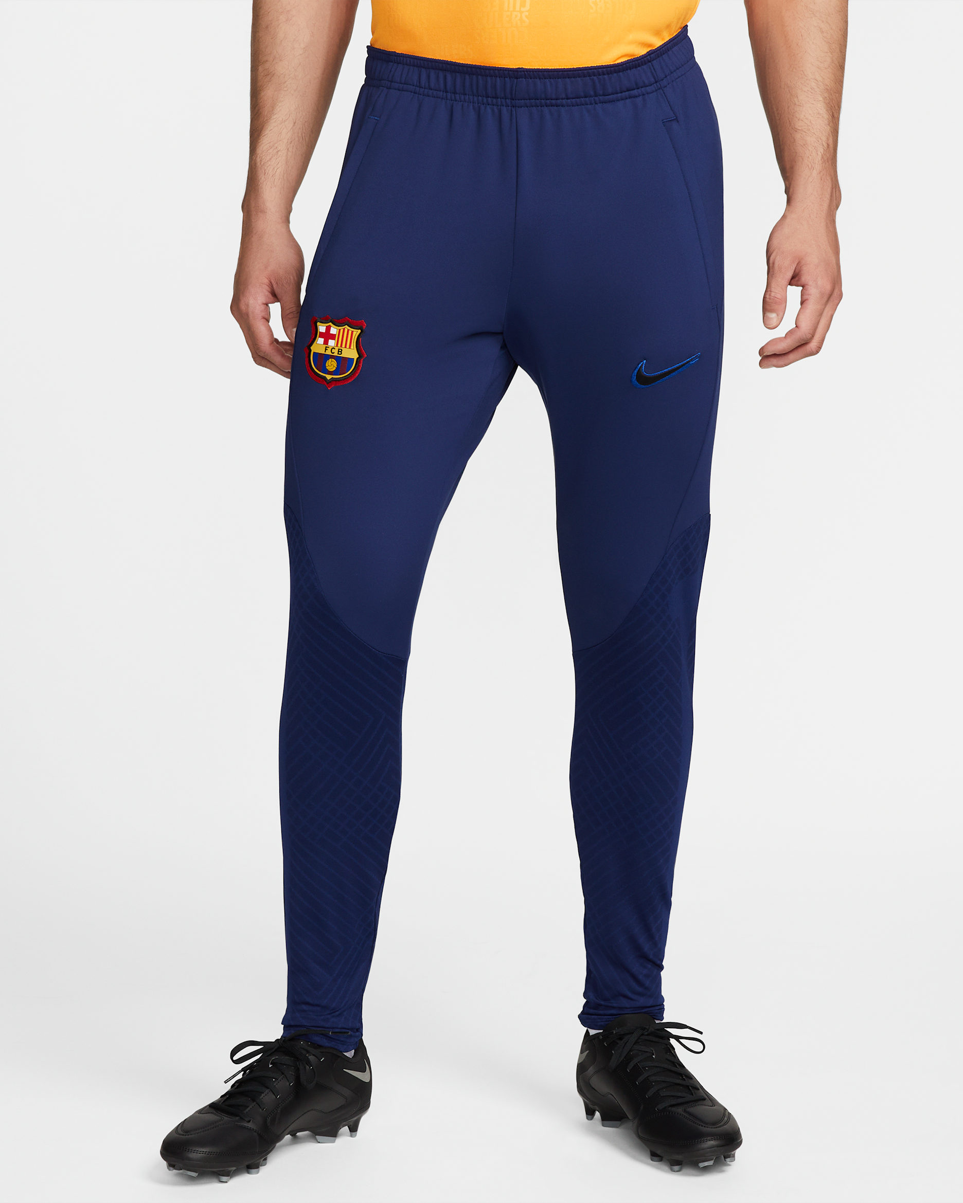 F.C. Barcelona Strike Men's Nike Dri-FIT Football Pants - Blue Void/Vivid Orange/Black