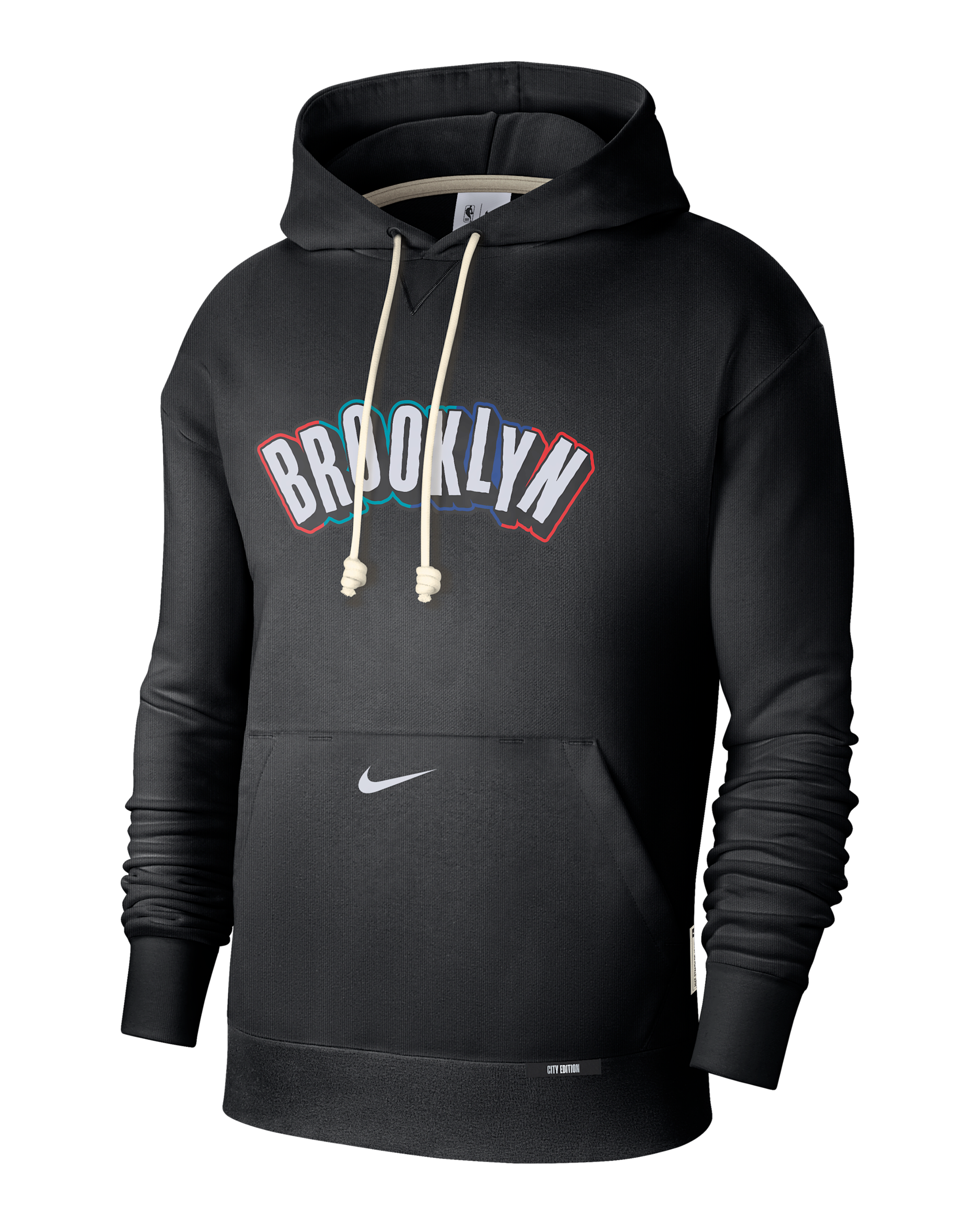 Brooklyn Nets Standard Issue City Edition Men's Nike Dri-FIT NBA Courtside Hoodie - Black/White