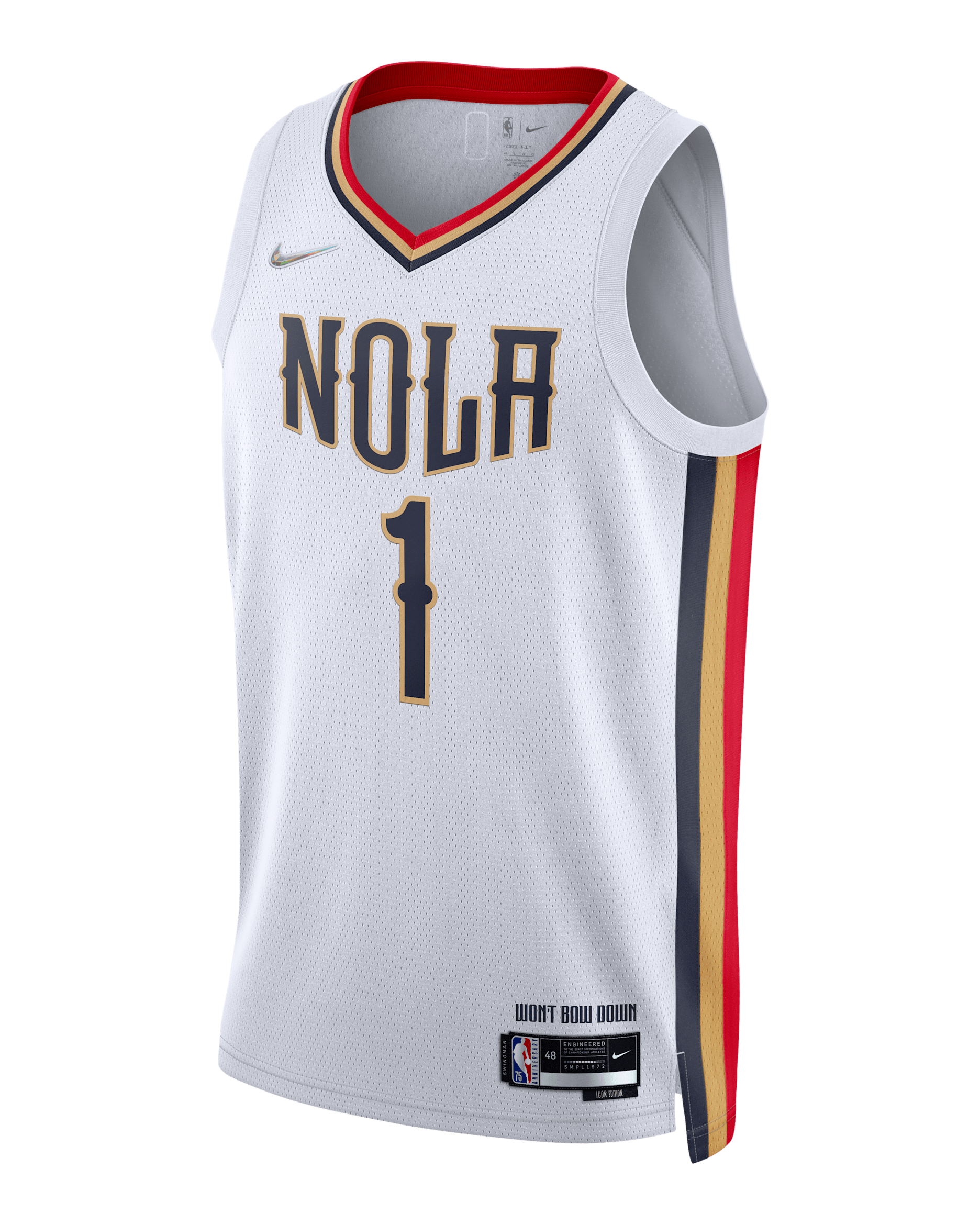 New Orleans Pelicans City Edition Nike Dri-FIT NBA Swingman 球衣 - 白色/Club Gold