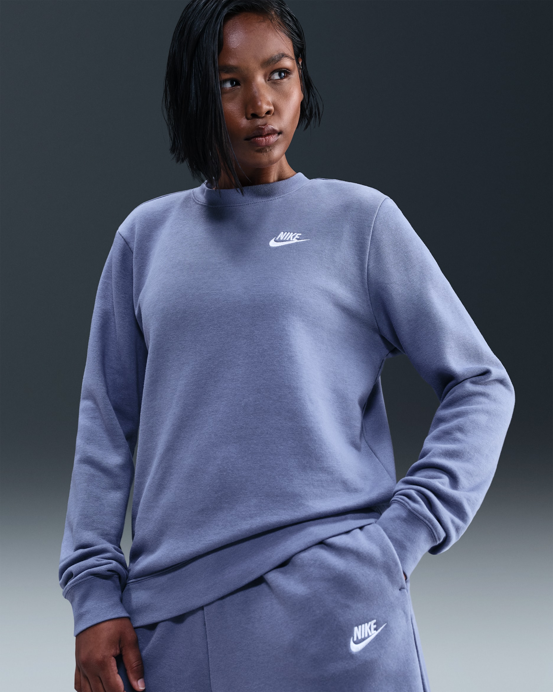 Sudadera con cuello redondo para mujer Nike Sportswear Club Fleece - Índigo mundial/Blanco