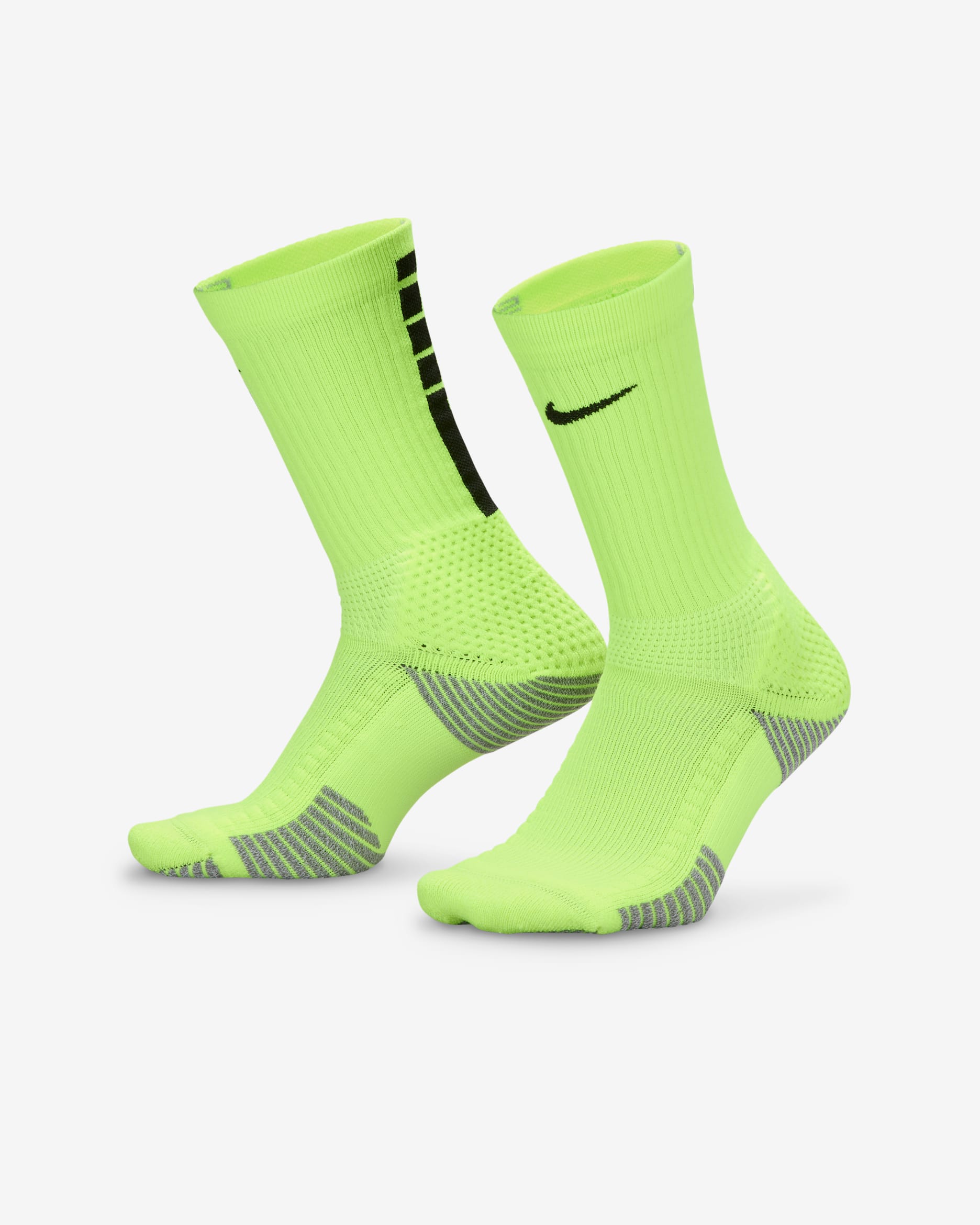 Nike Elite 2.0 Cushioned Crew Socks (1 Pair) - Volt/Wolf Grey/Smoke Grey/Black