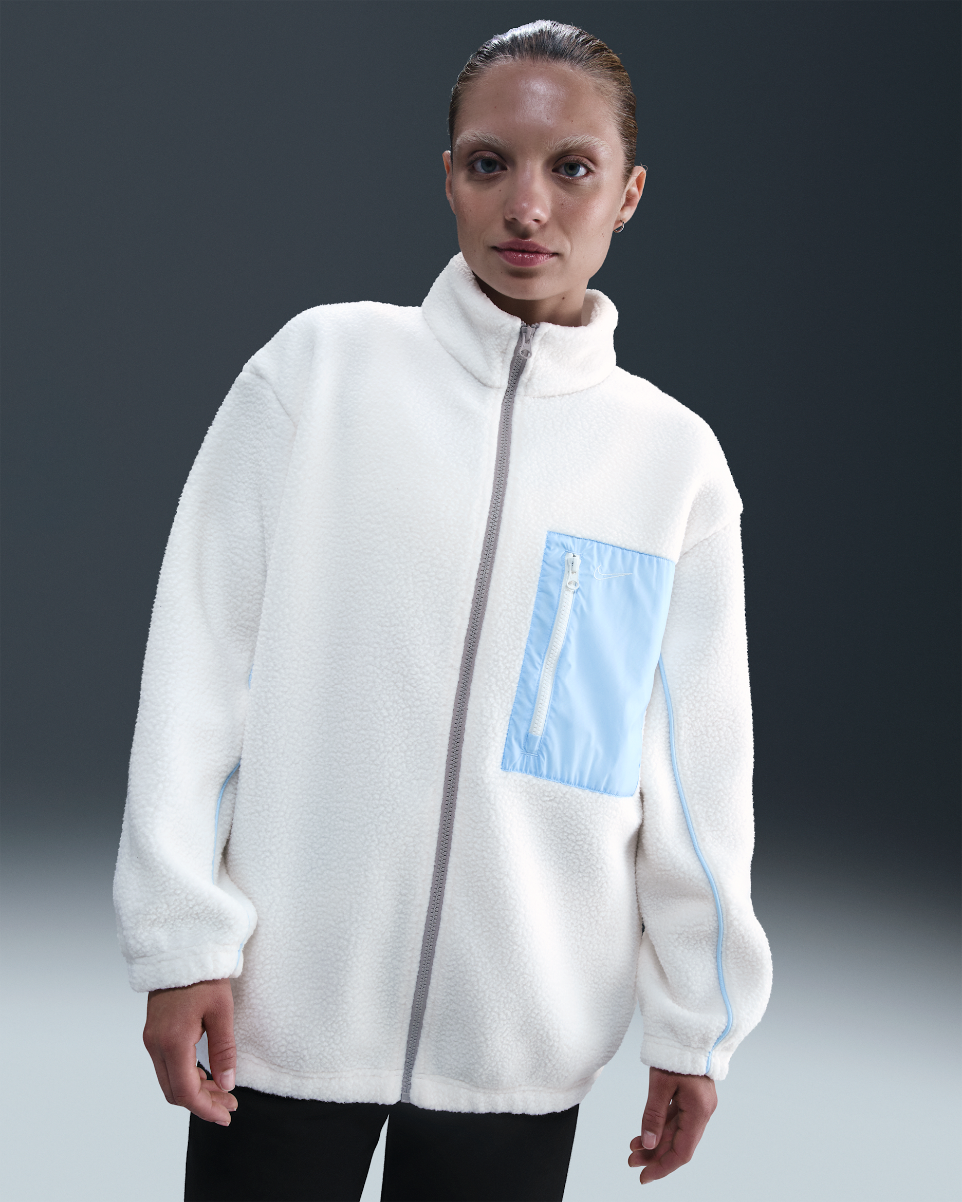 Nike Sportswear Women's Full-Zip High-Pile Fleece Jacket - Sail/Celestine Blue/Celestine Blue/Sail