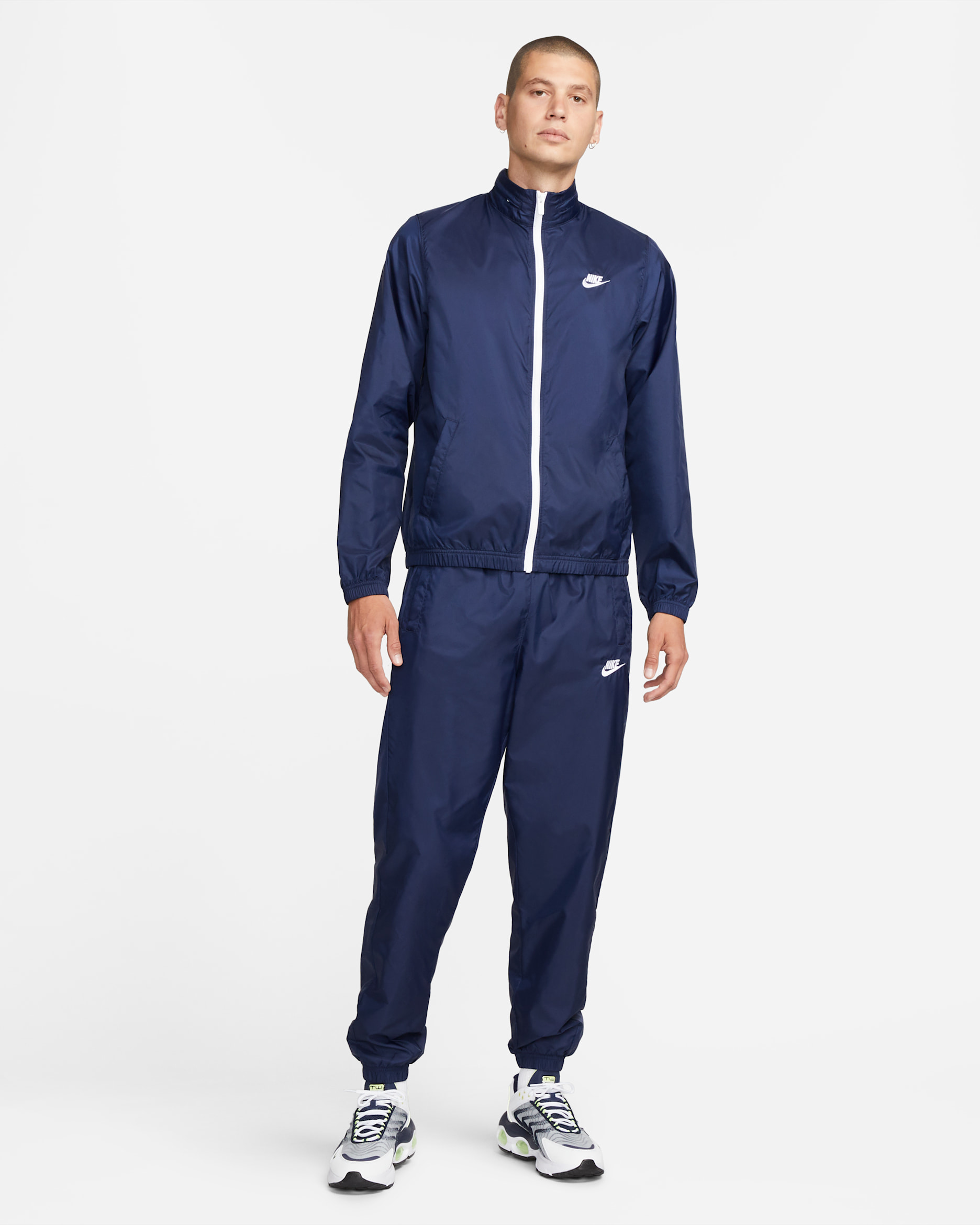 Nike Sportswear vevd tracksuit med fôr til herre - Midnight Navy/Hvit