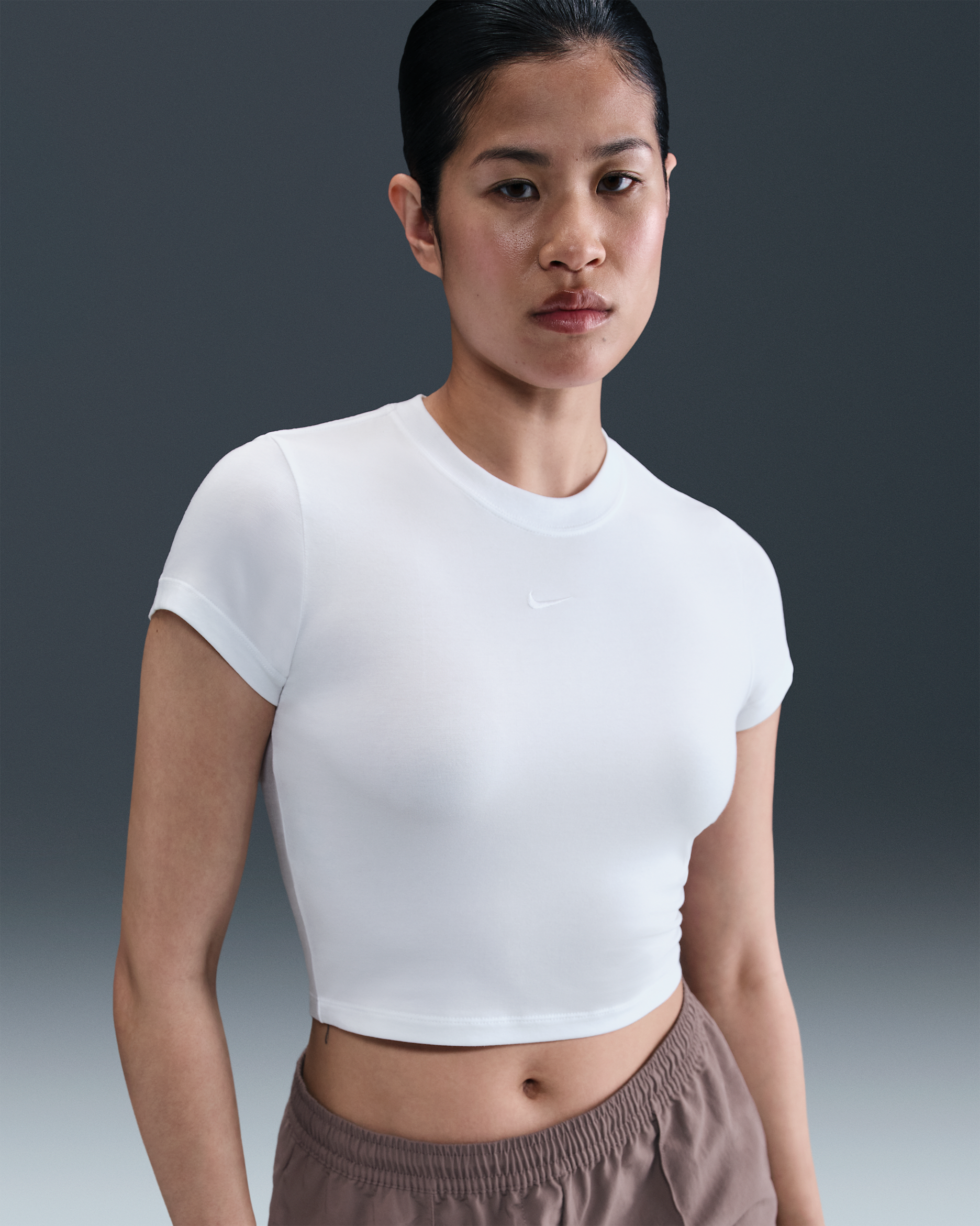 ナイキ スポーツウェア チル ニット ウィメンズ クロップド Tシャツ - ホワイト/ホワイト