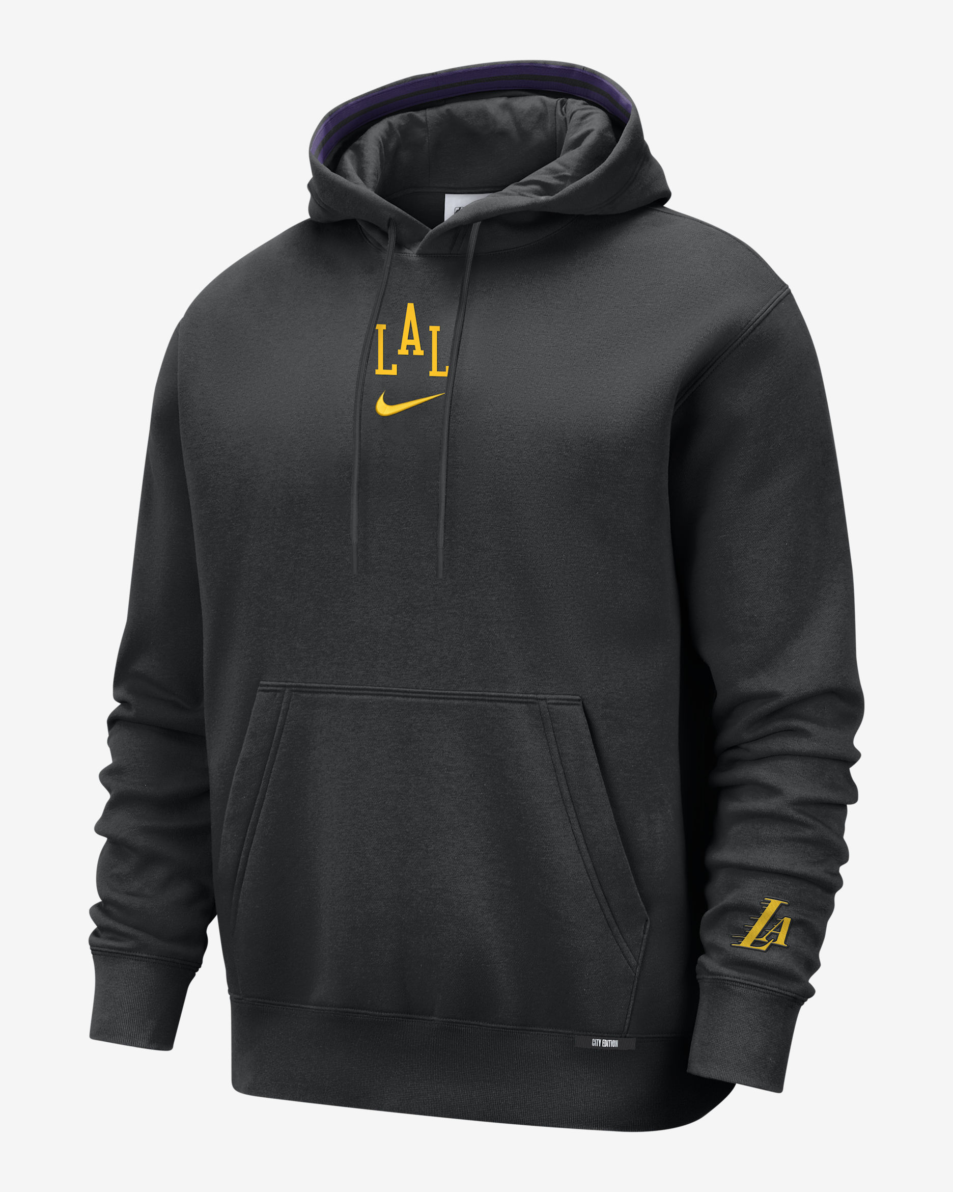 Los Angeles Lakers City Edition Men's Nike NBA Premium Club Fleece Hoodie - Black