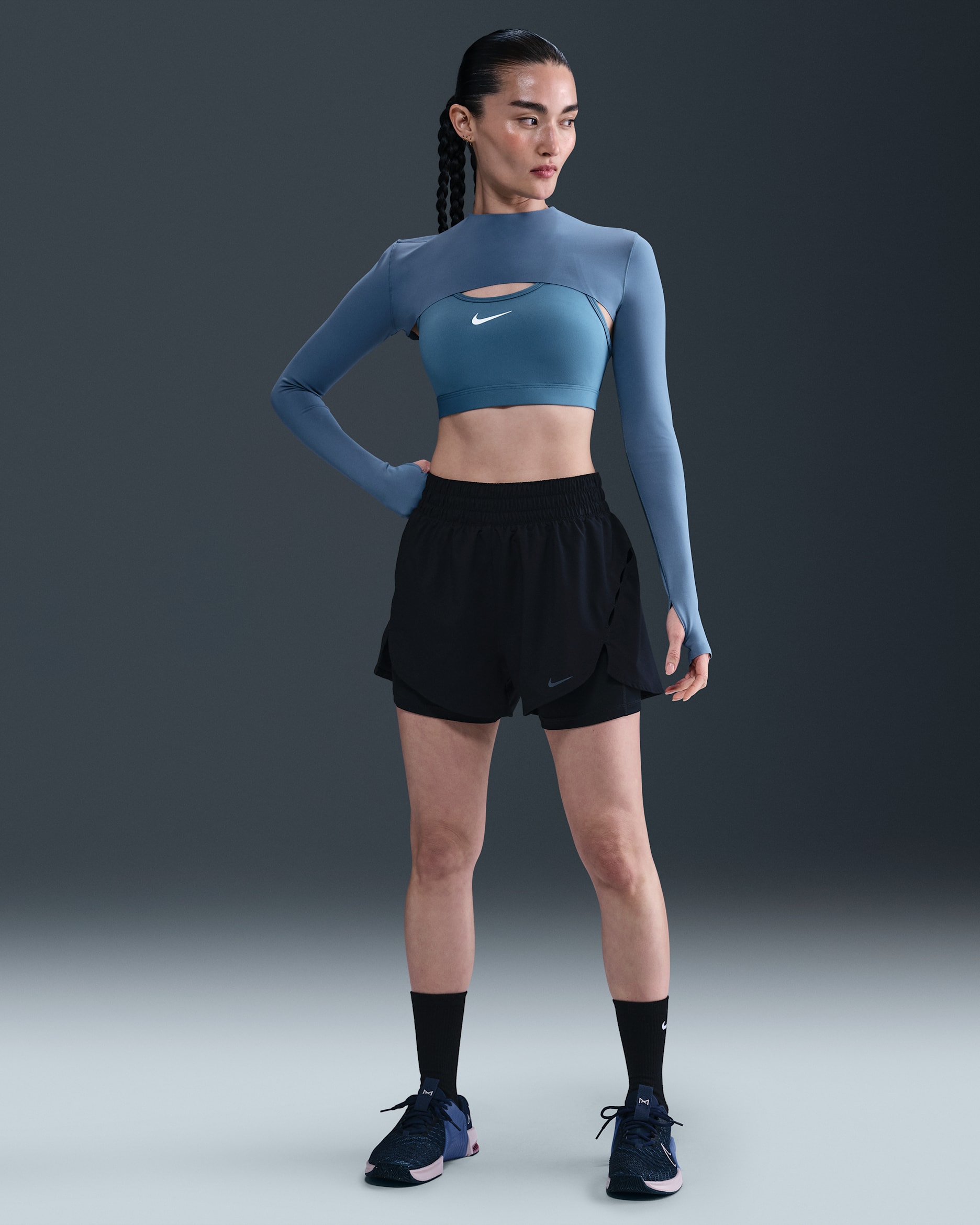 Nike One Women's Dri-FIT 2-in-1 Shorts - Black/Black