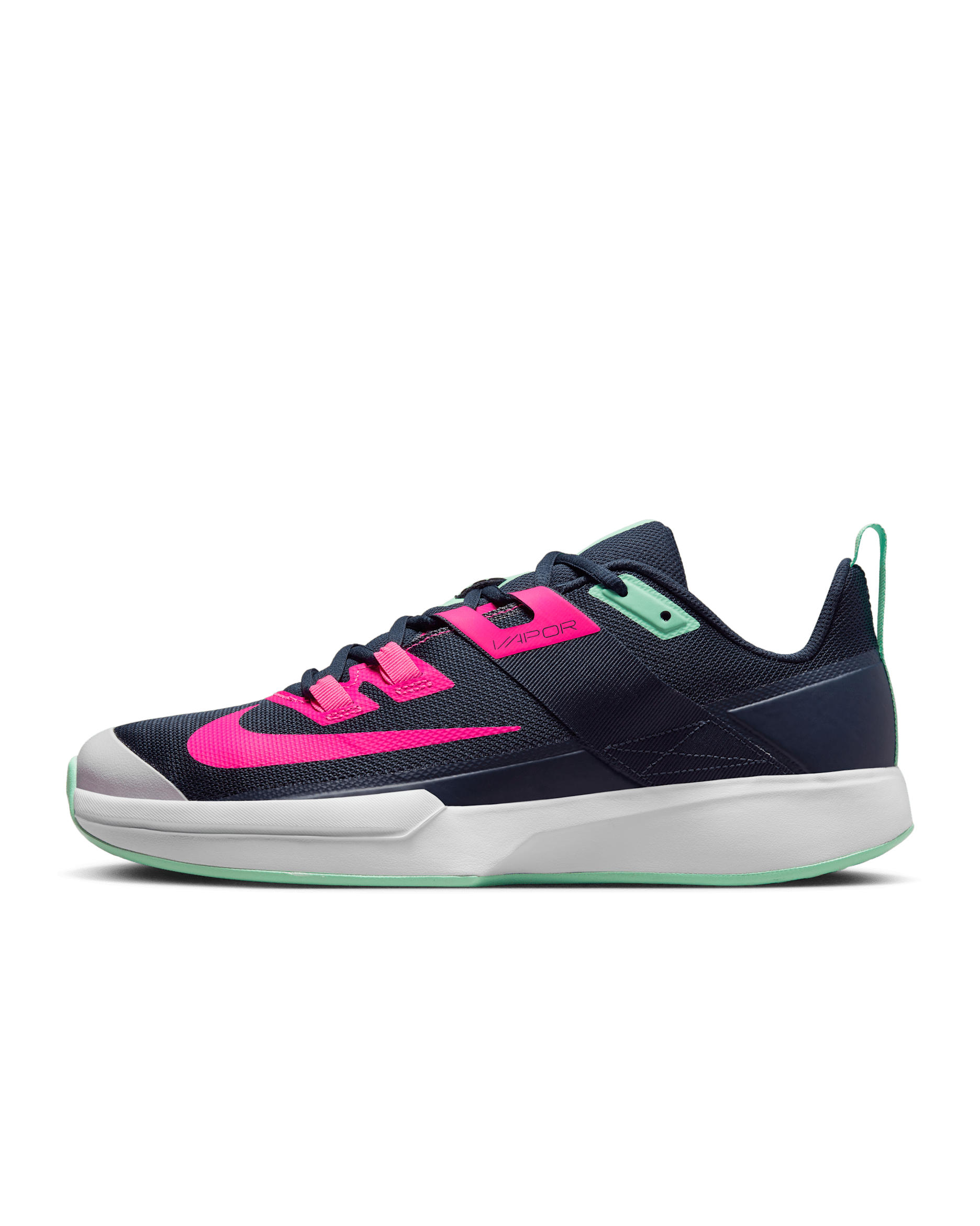 NikeCourt Vapor Lite Men's Hard Court Tennis Shoes - Obsidian/Green Glow/White/Hyper Pink