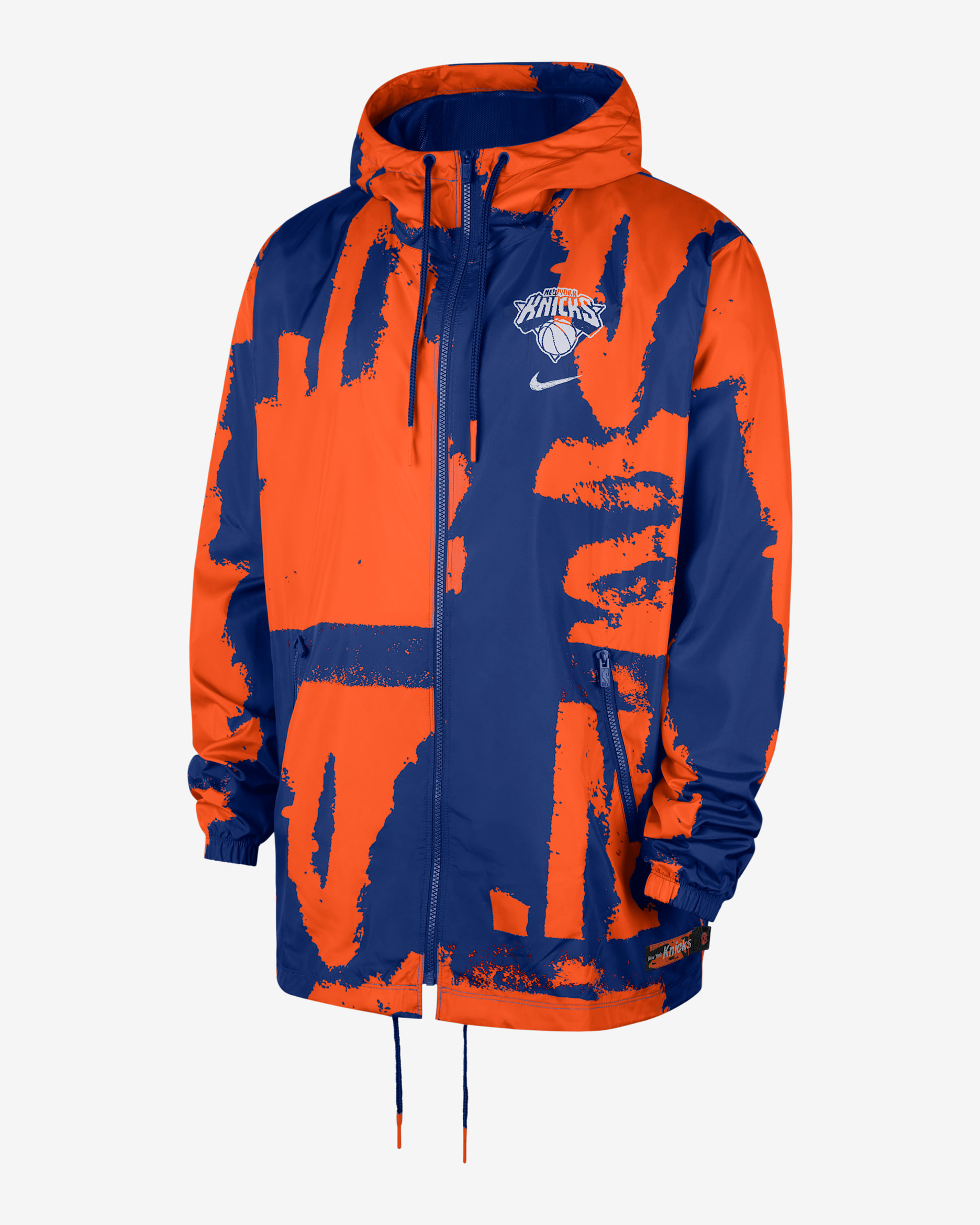 New York Knicks Courtside Men's Nike NBA Club Woven Full-Zip Jacket - Rush Blue/Brilliant Orange/Brilliant Orange