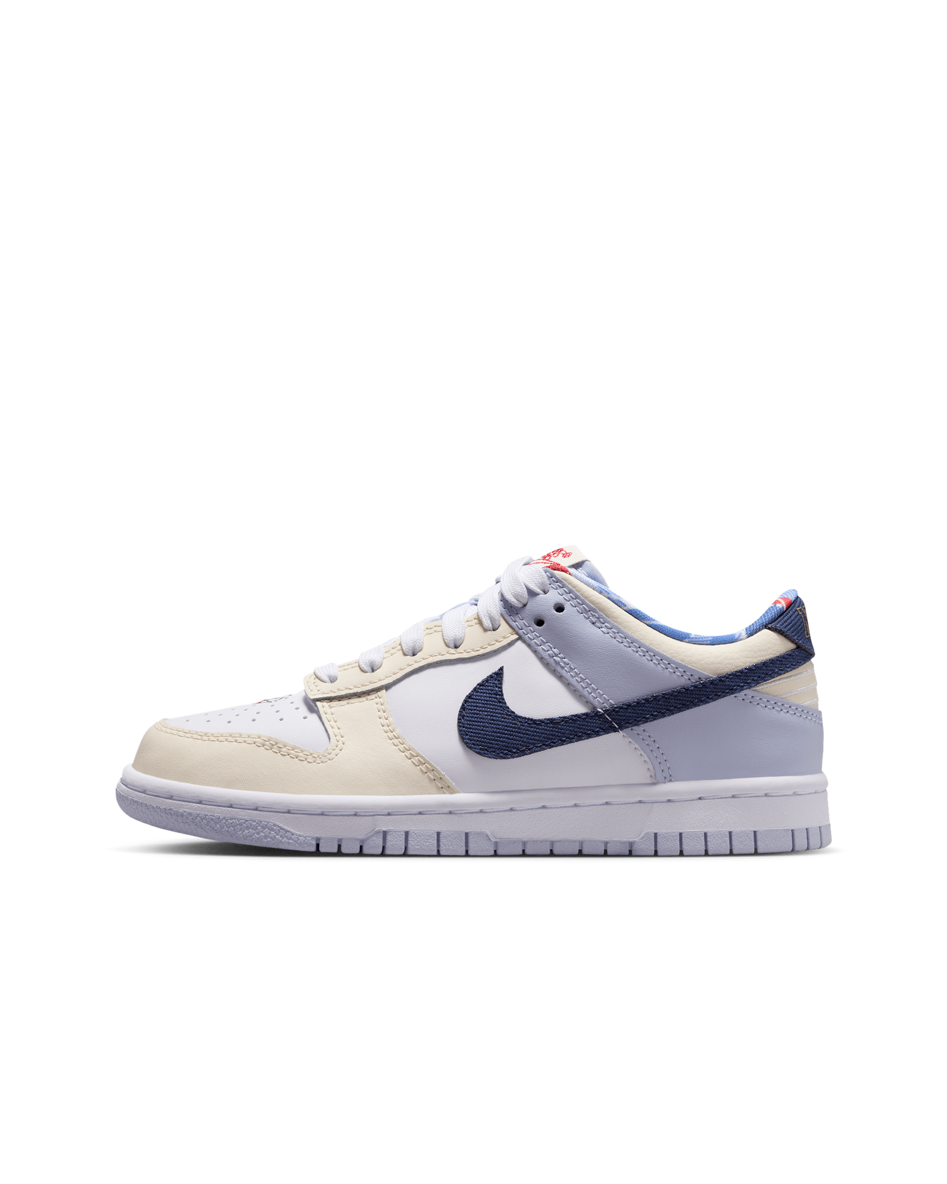 Nike Dunk Low Big Kids' Shoes - White/White/Ghost/Midnight Navy