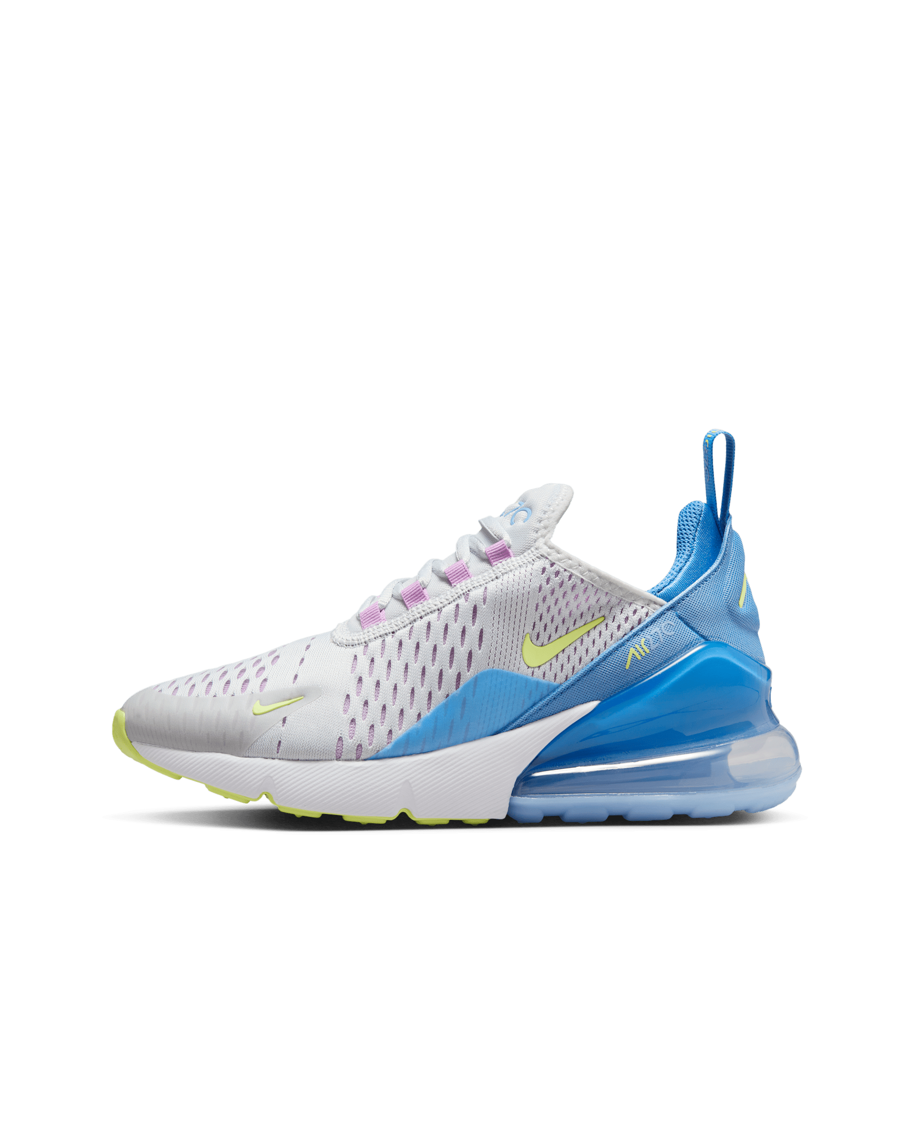 Nike Air Max 270 Big Kids' Shoes - Pure Platinum/Rush Fuchsia/Blue Beyond/Light Lemon Twist