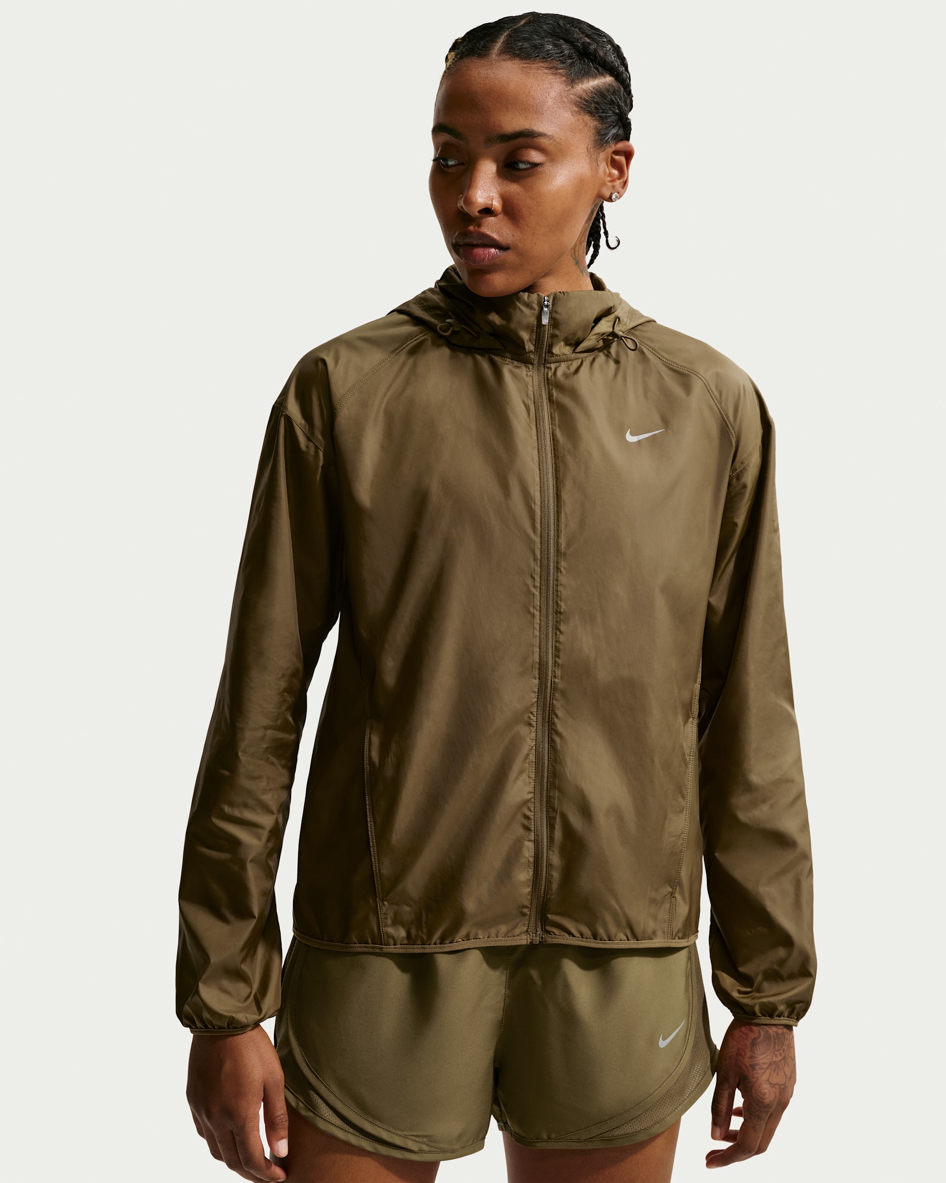 Nike Tempo Repel løpejakke til dame - Olive Flak