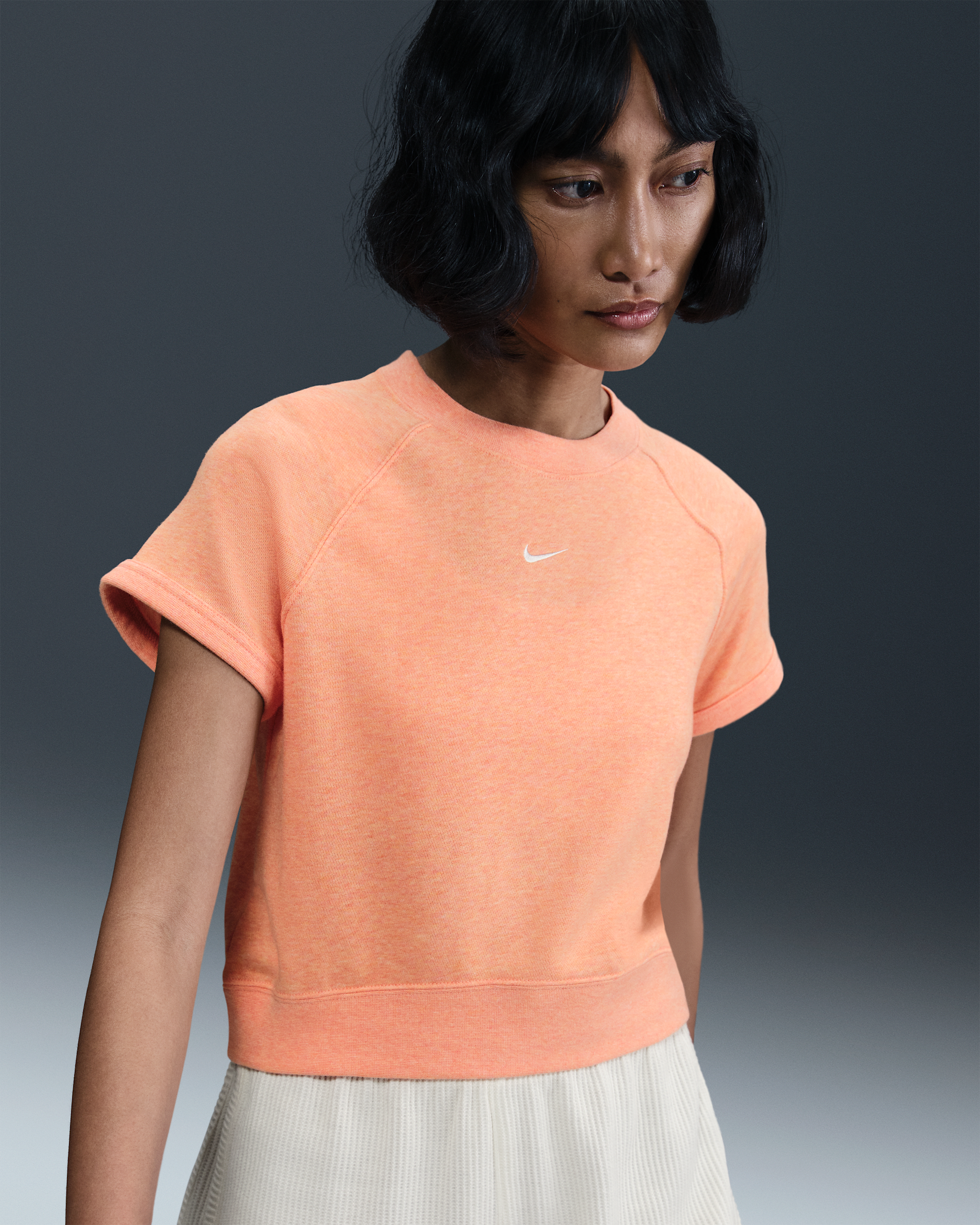 Nike Sportswear Chill Terry Women's Short-Sleeve French Terry Top - Apricot Agate/Heather/Sail