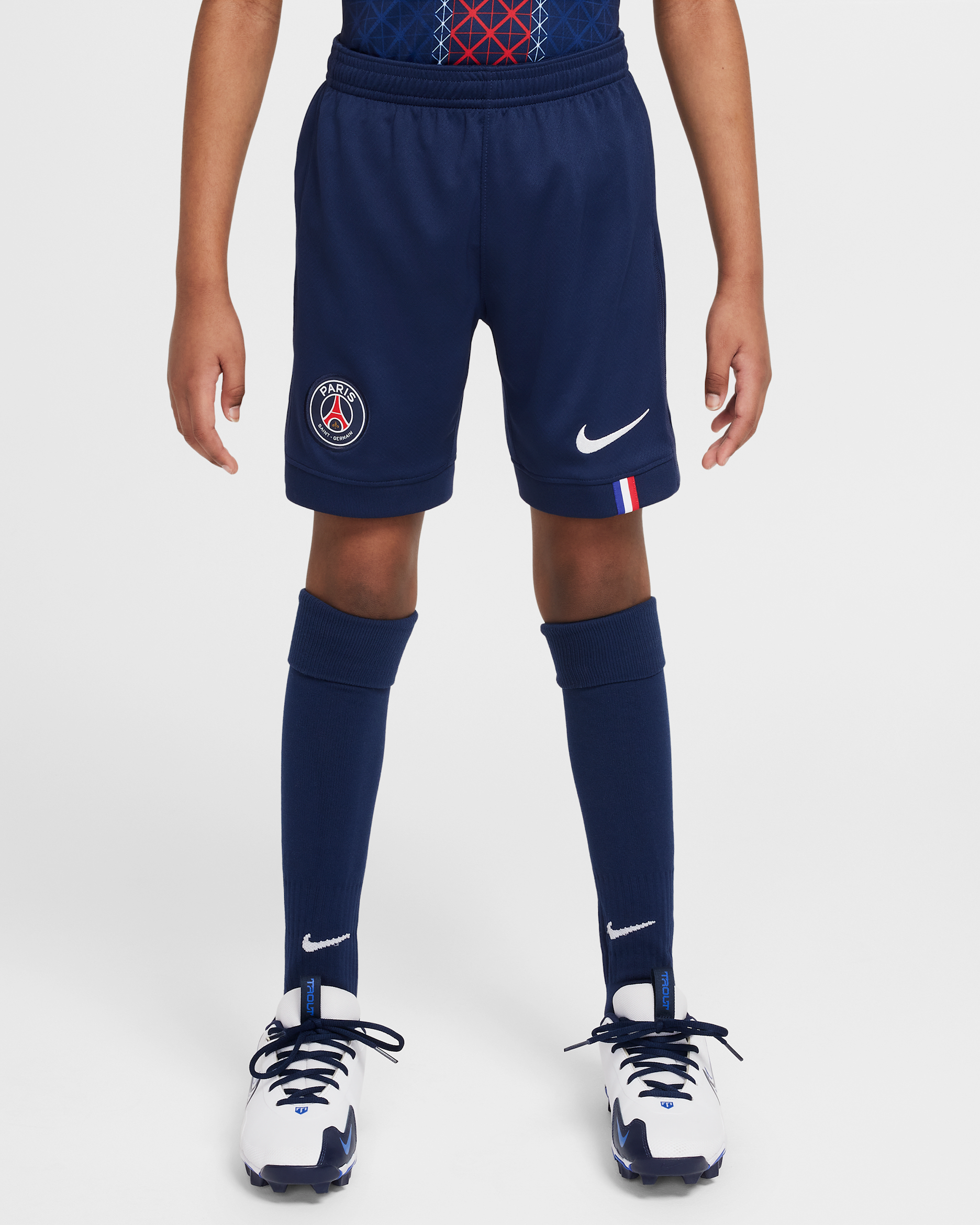 パリ サンジェルマン (PSG) 2025/26 スタジアム ホーム ジュニア ナイキ Dri-FIT サッカー レプリカ ショートパンツ - ミッドナイトネイビー/ホワイト