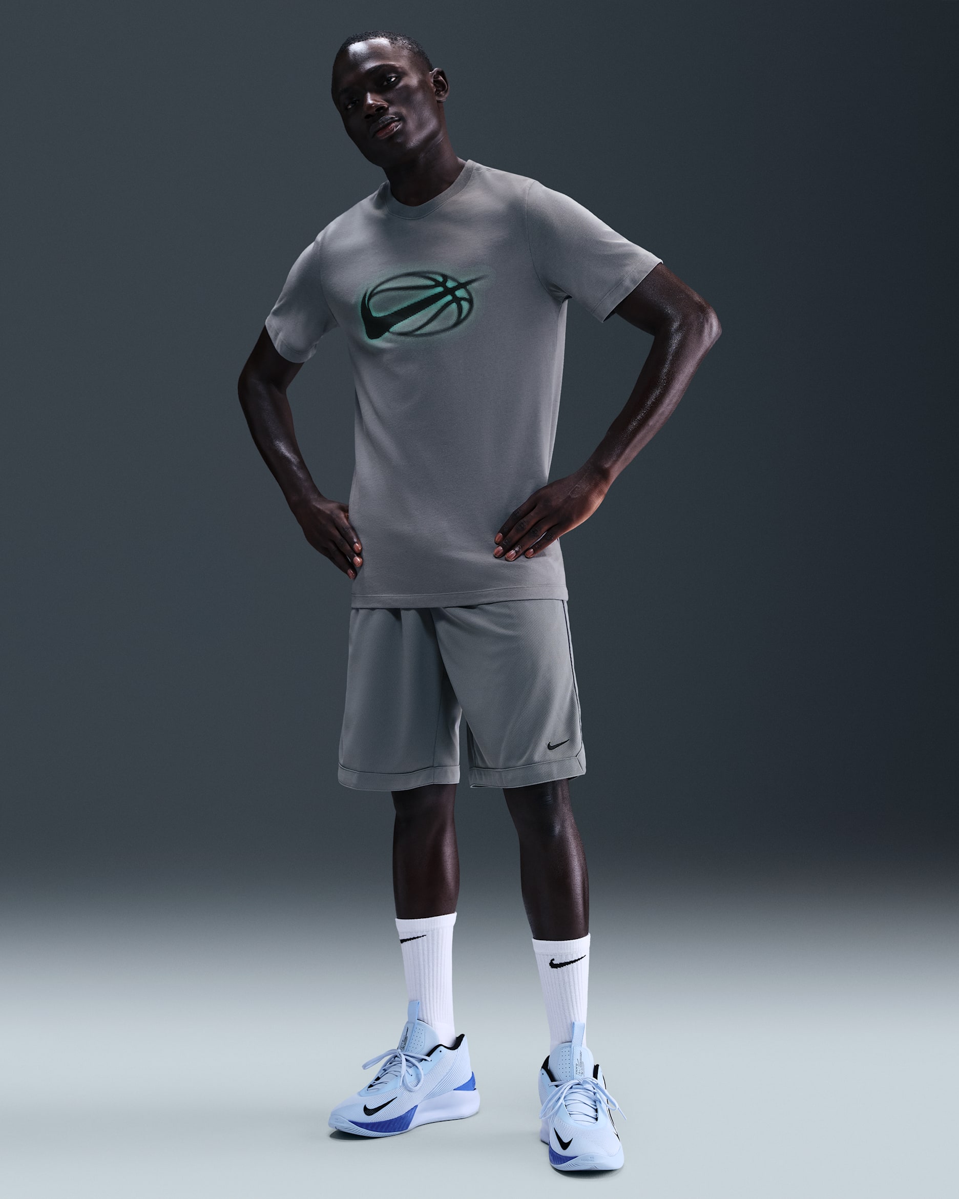 Shorts de básquetbol Dri-FIT de 28 cm para hombre Nike DNA Academy - Gris azulado/Gris azulado/Negro