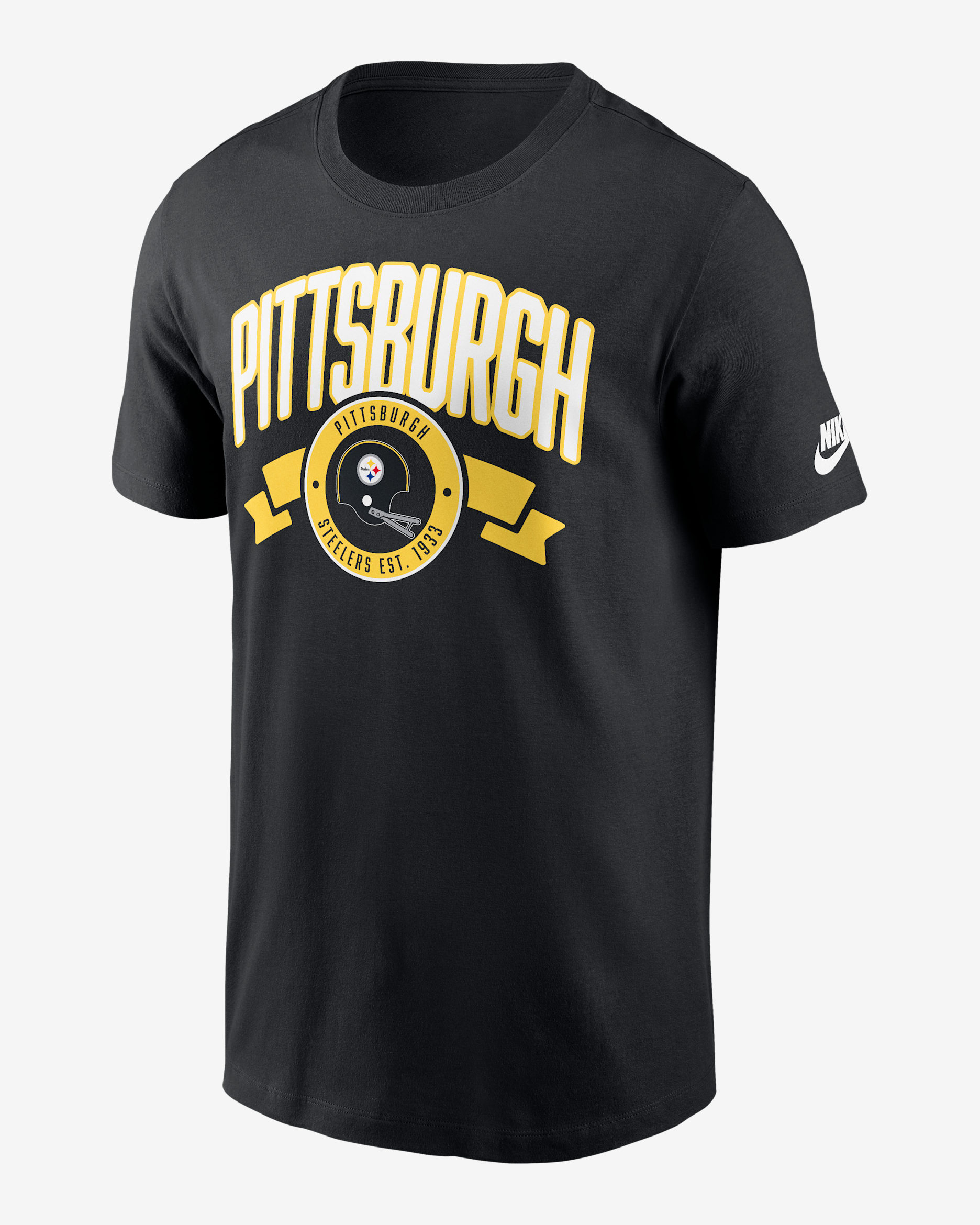 Pittsburgh Steelers Rewind Front And Back Hit Essential Men's Nike NFL T-Shirt - Black