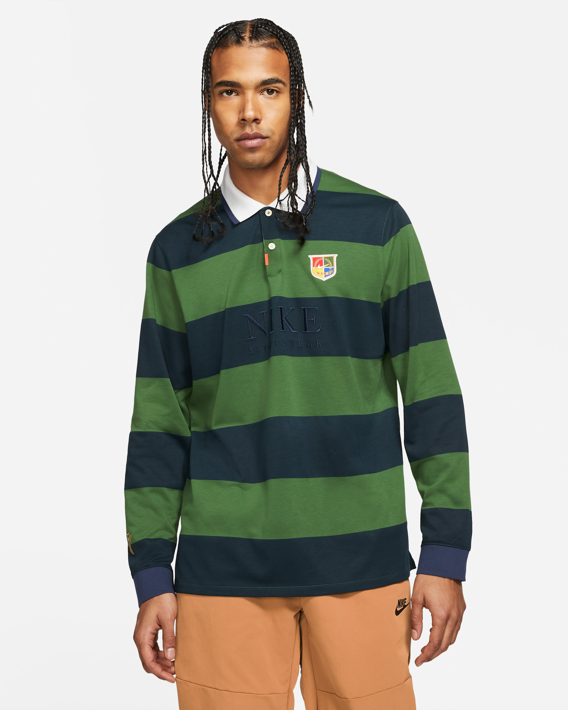 Nike Sportswear Men's Long-Sleeve Polo - Forest Green/Midnight Navy/Midnight Navy