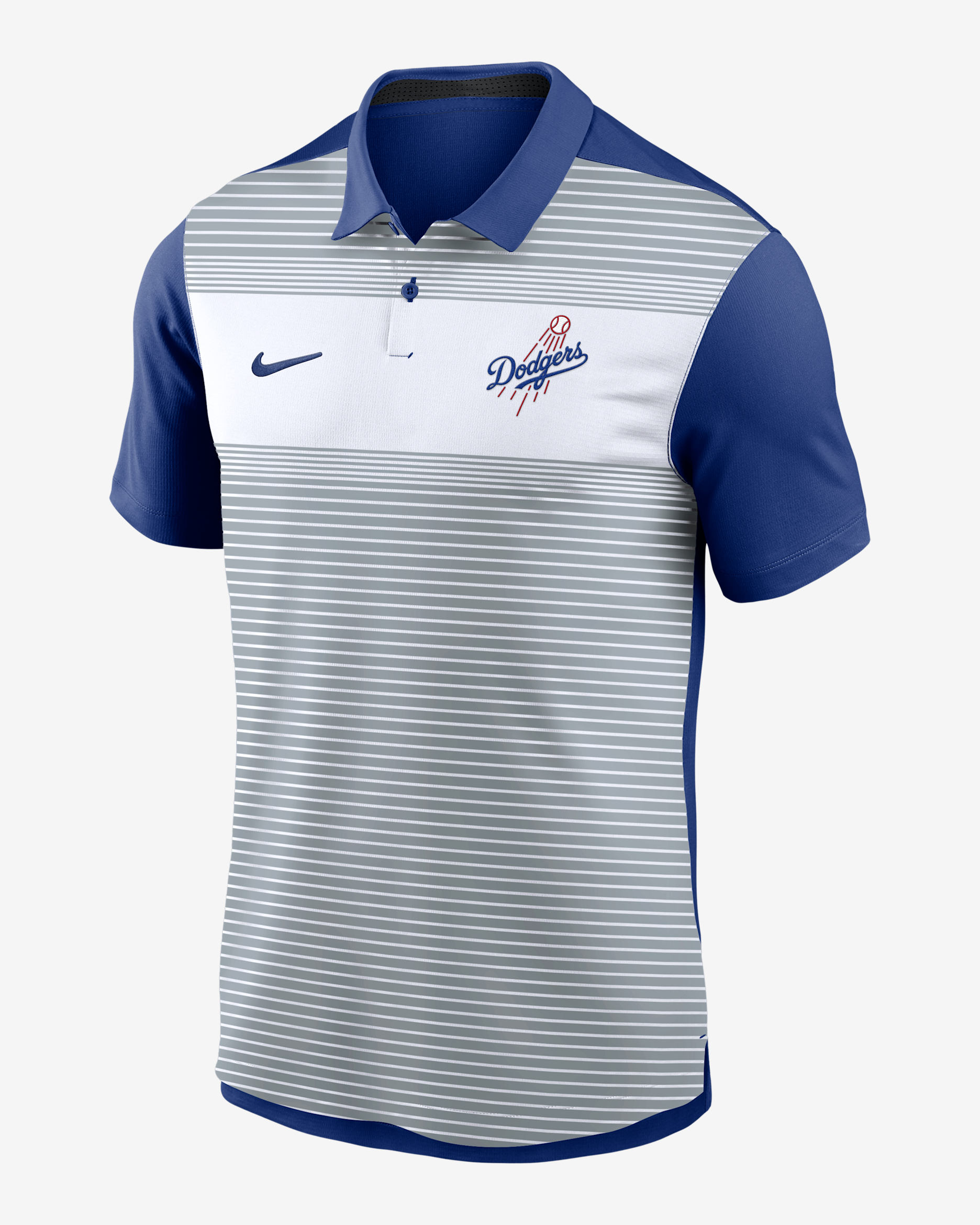 Polo Nike Dri-FIT de la MLB para hombre Los Angeles Dodgers Vapor Polo a rayas - Gris