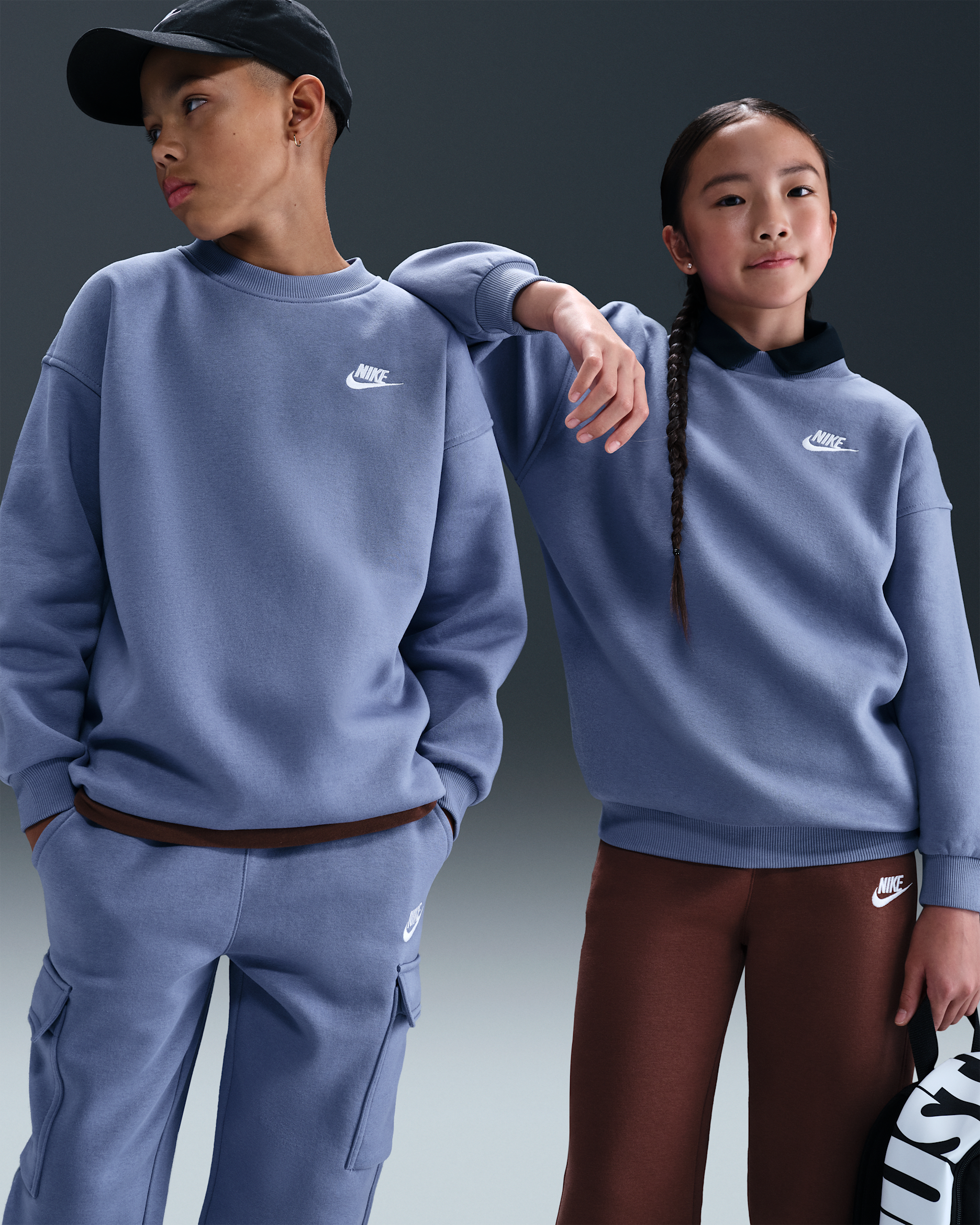 Nike Sportswear Club Fleece Oversize-Sweatshirt (ältere Kinder) - World Indigo/Weiß