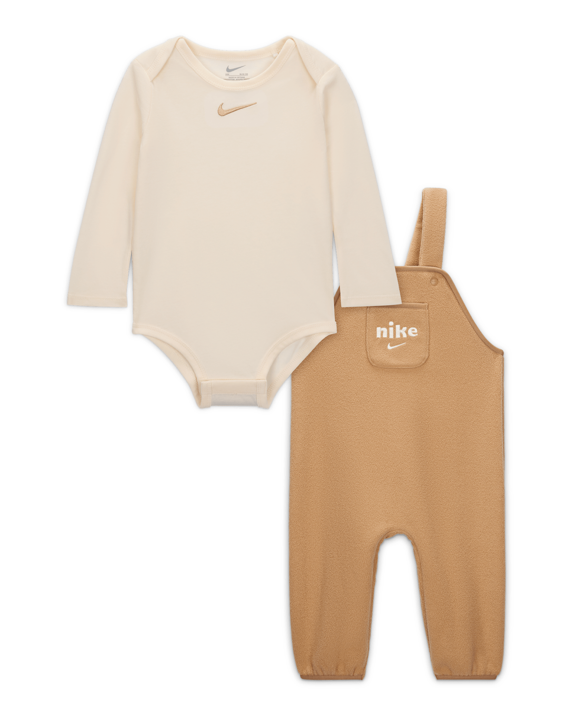 Nike Baby (12-24M) Plush Fleece Overalls 2-Piece Set - Hemp