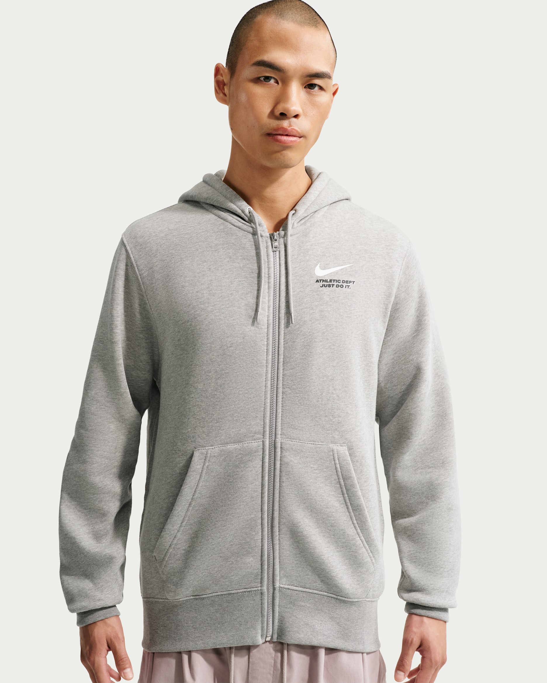 나이키 스포츠웨어 클럽 남성 풀집 플리스 후디 - 다크 그레이 헤더