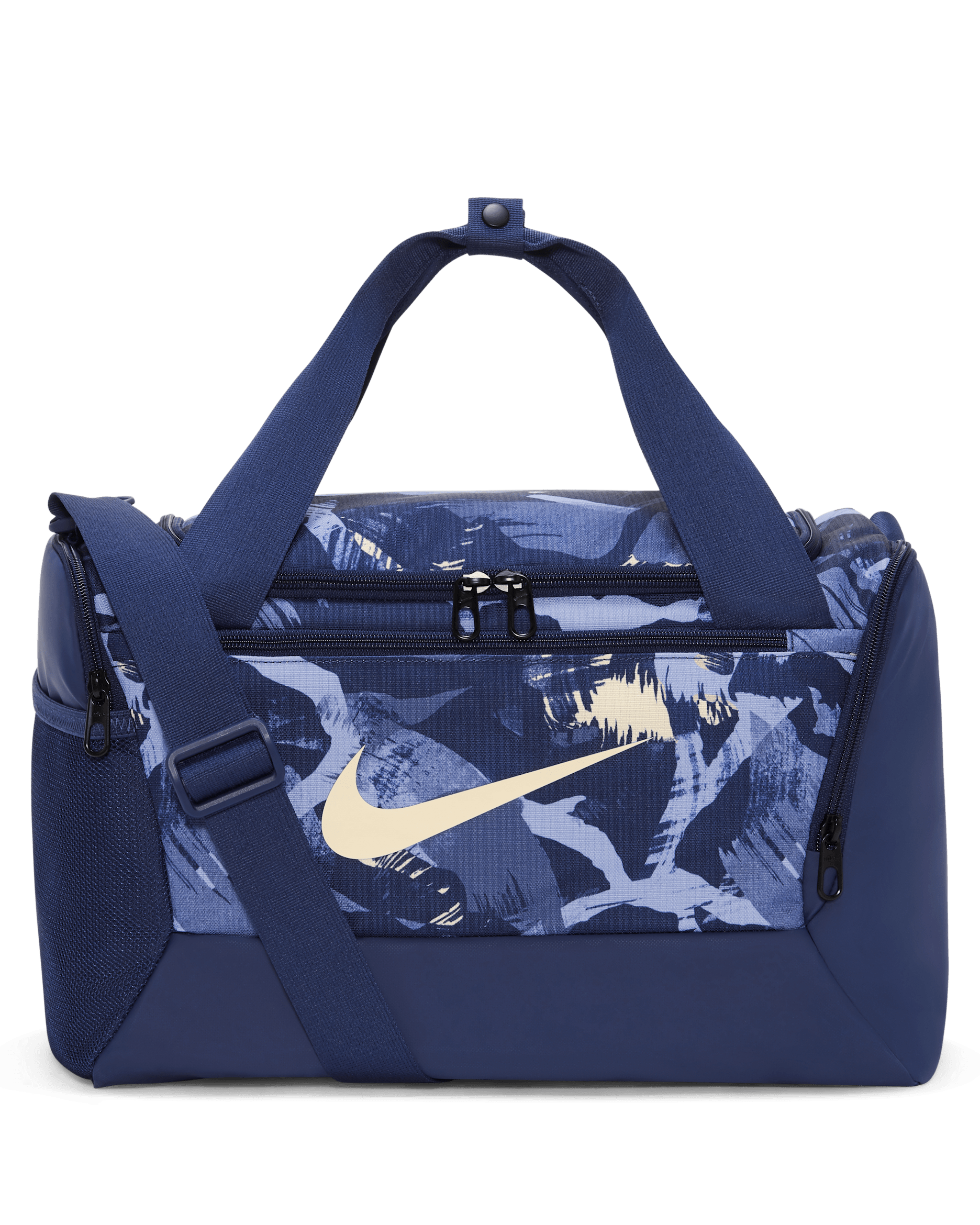 Nike Brasilia Printed Duffel Bag (Extra Small, 25L) - Midnight Navy/Midnight Navy/Pale Vanilla