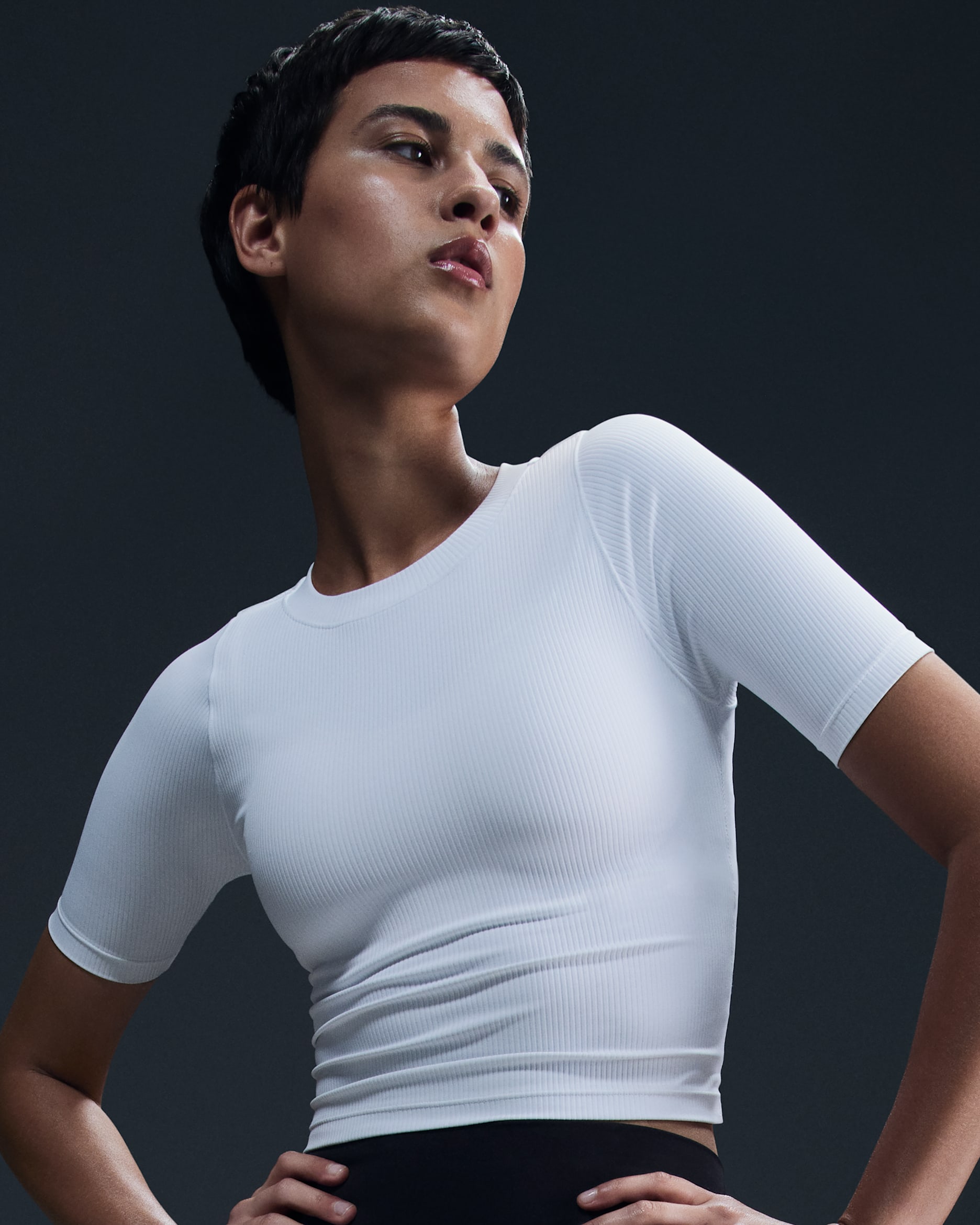 Nike Zenvy Rib Women's Dri-FIT Short-Sleeve Top - White