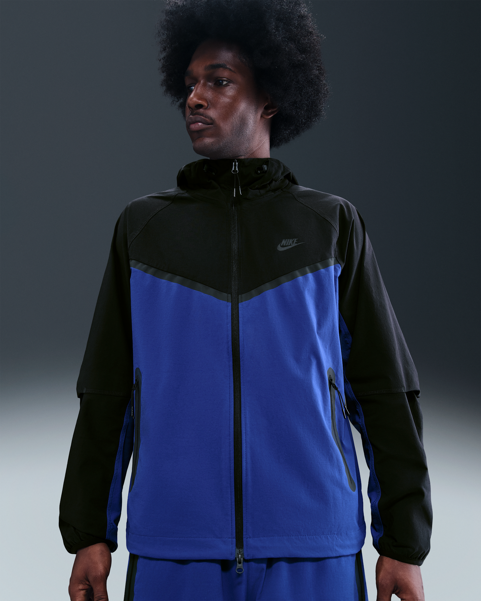 Nike Tech vevd herrejakke - Deep Royal Blue/Svart/Svart