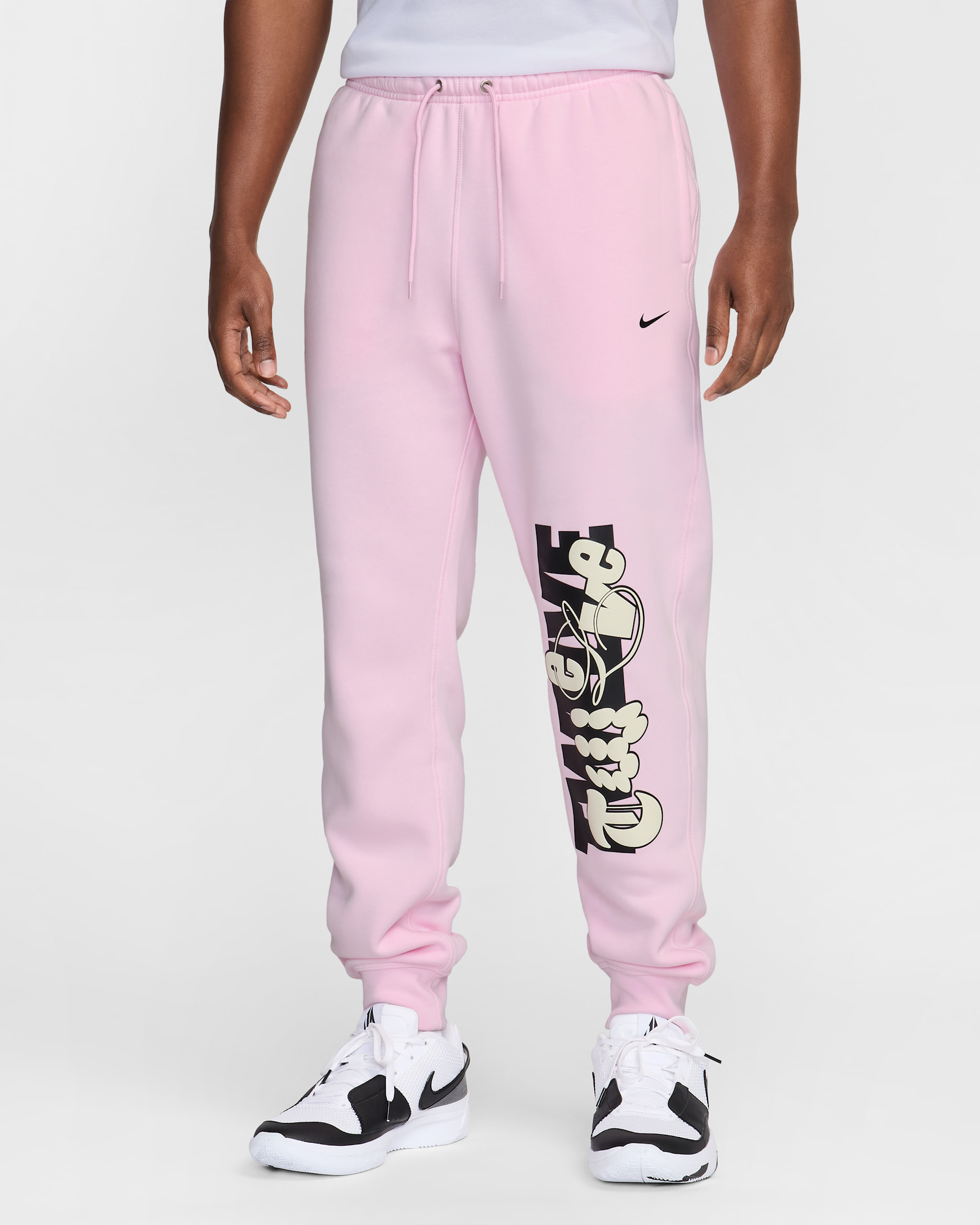 Ja Men's Fleece Basketball Jogger Pants - Pink Foam/Black