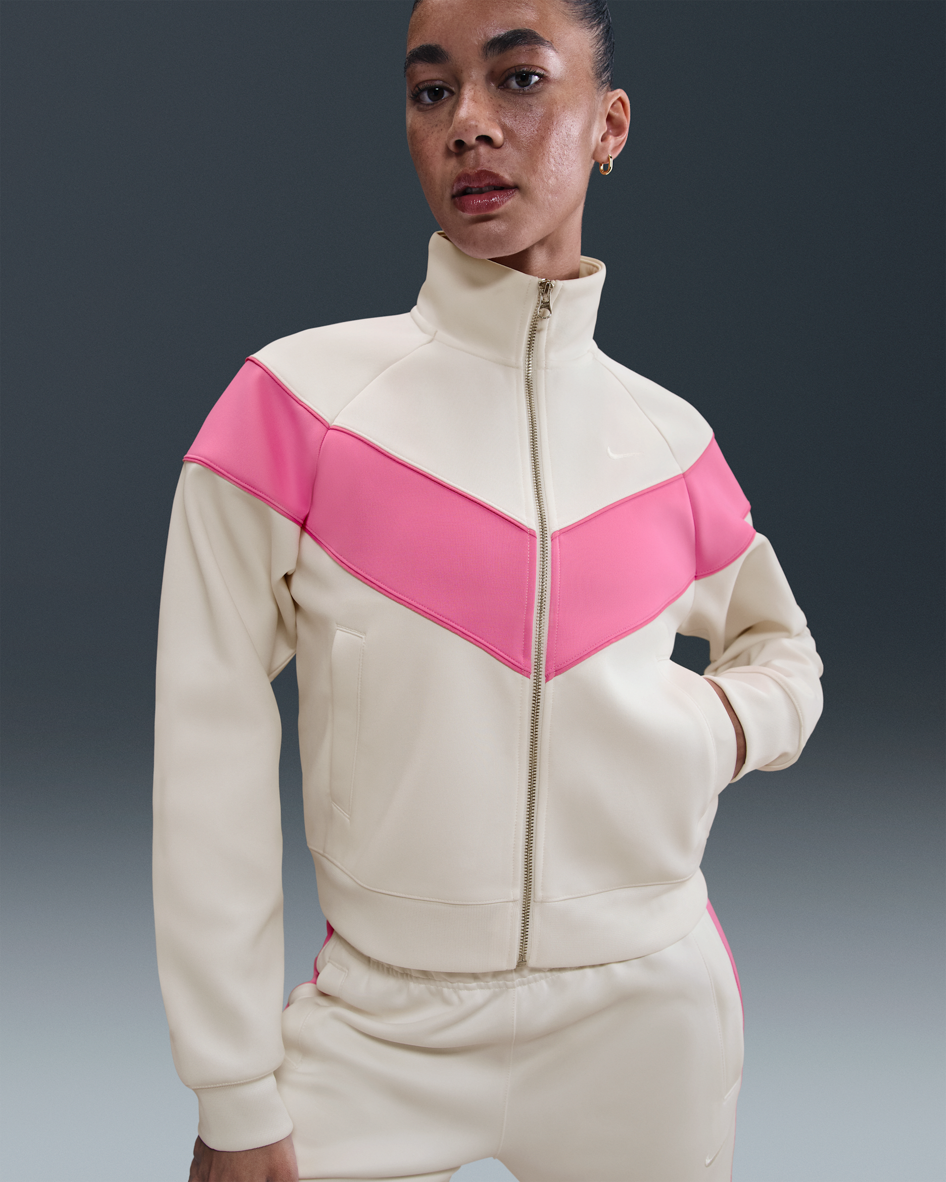 Nike Sportswear Windrunner Örgü Kadın Ceketi - Sail/Playful Pink/Sail