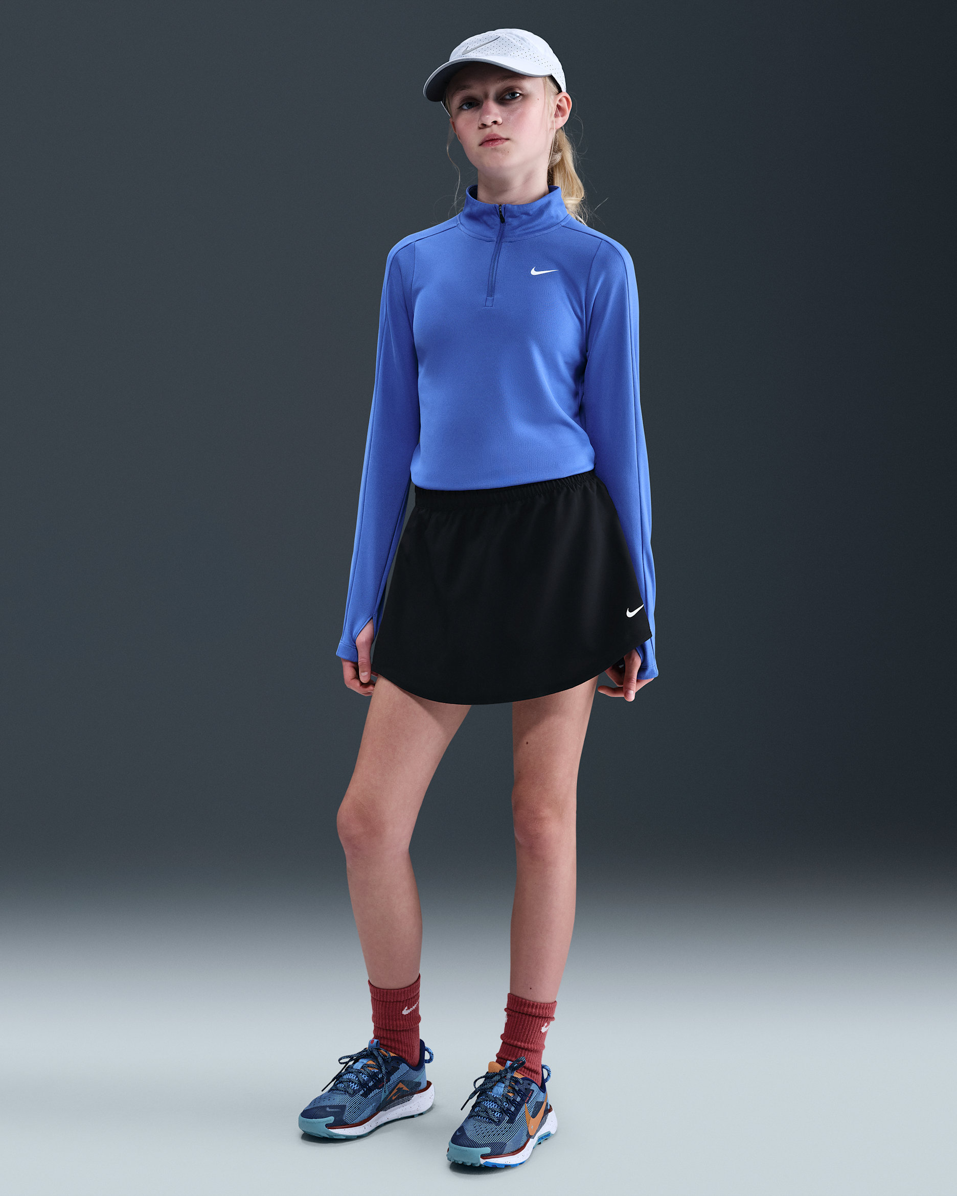 Skort Dri-FIT de tiro alto para niña talla grande Nike One - Negro/Blanco